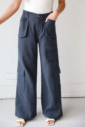 FINAL SALE - Trendsetting Impact Charcoal Linen Cargo Pants