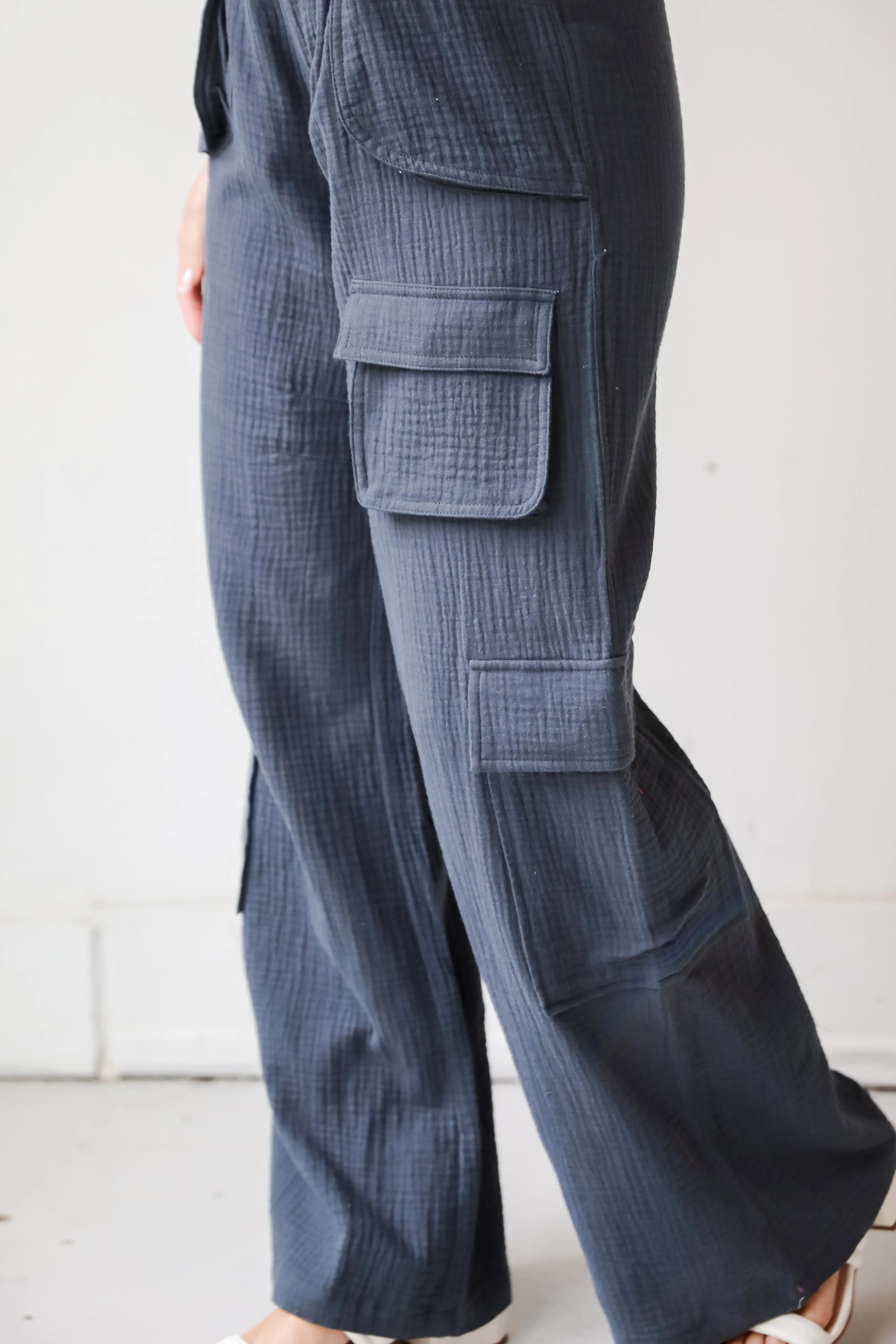 FINAL SALE - Trendsetting Impact Charcoal Linen Cargo Pants