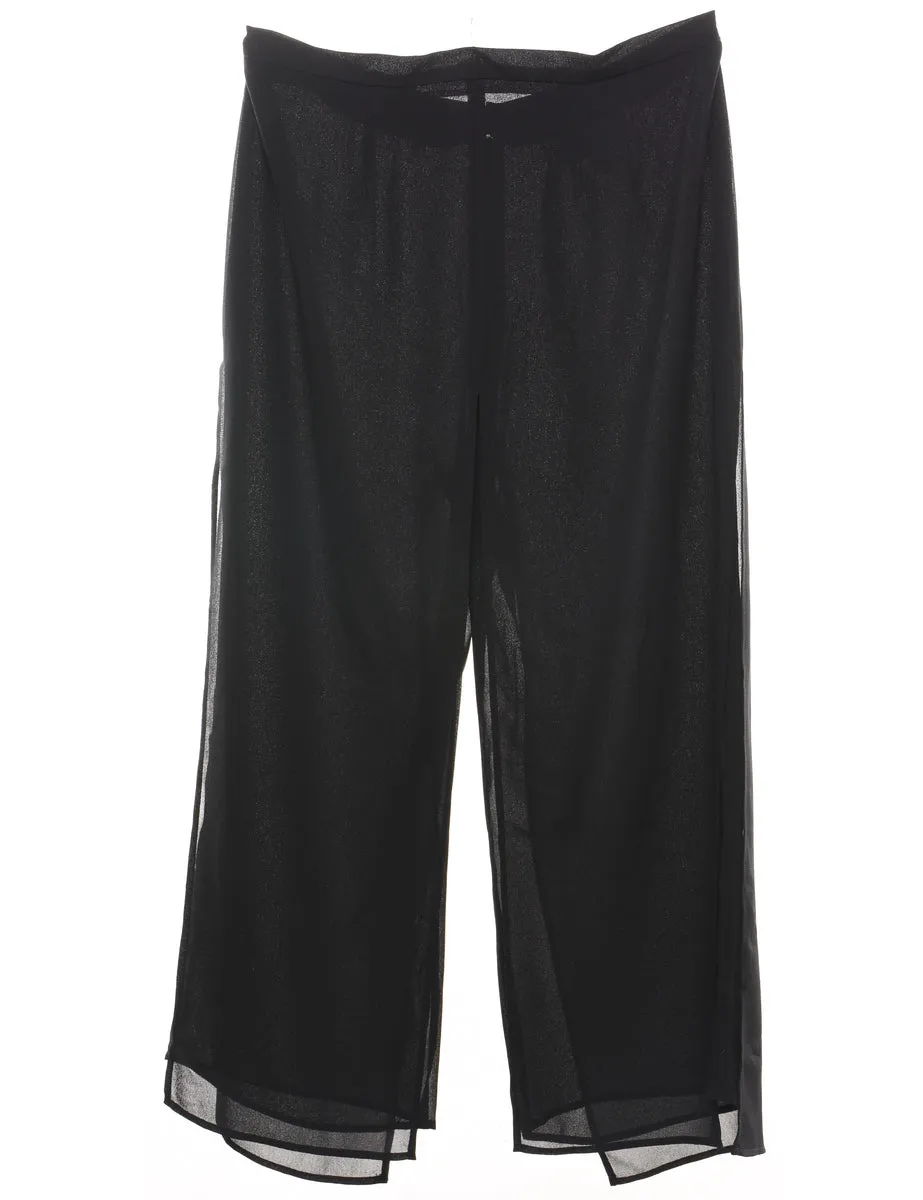 Flared Leg Black Sheer Layer Trousers - W33 L26