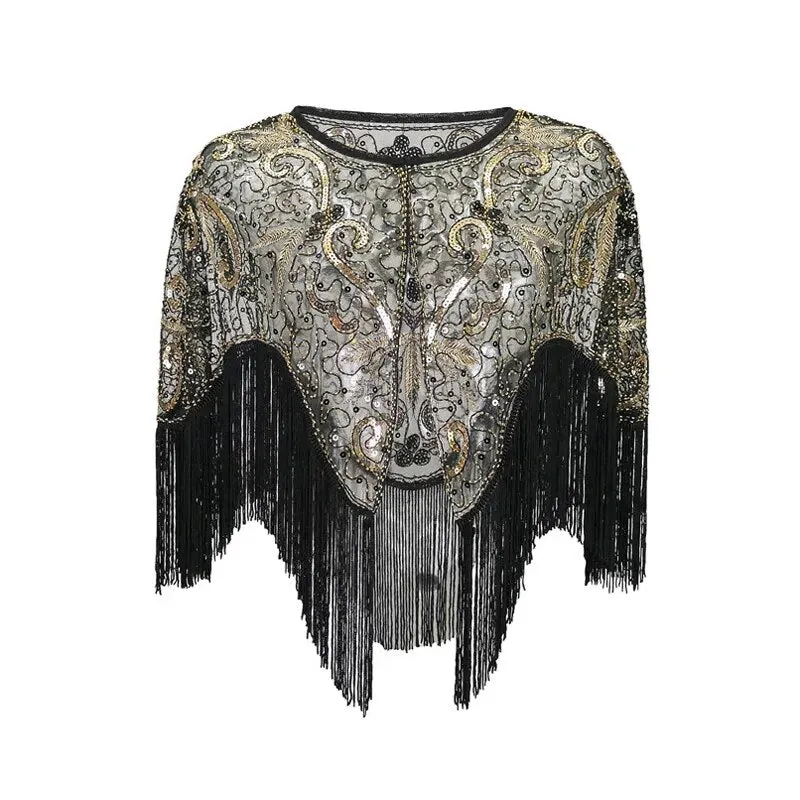 Florence- the Lace 1920s Style Caplet with Fringe 10 Colors