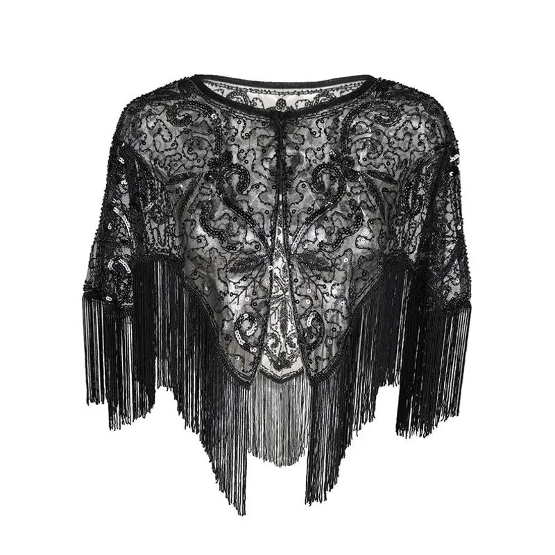 Florence- the Lace 1920s Style Caplet with Fringe 10 Colors