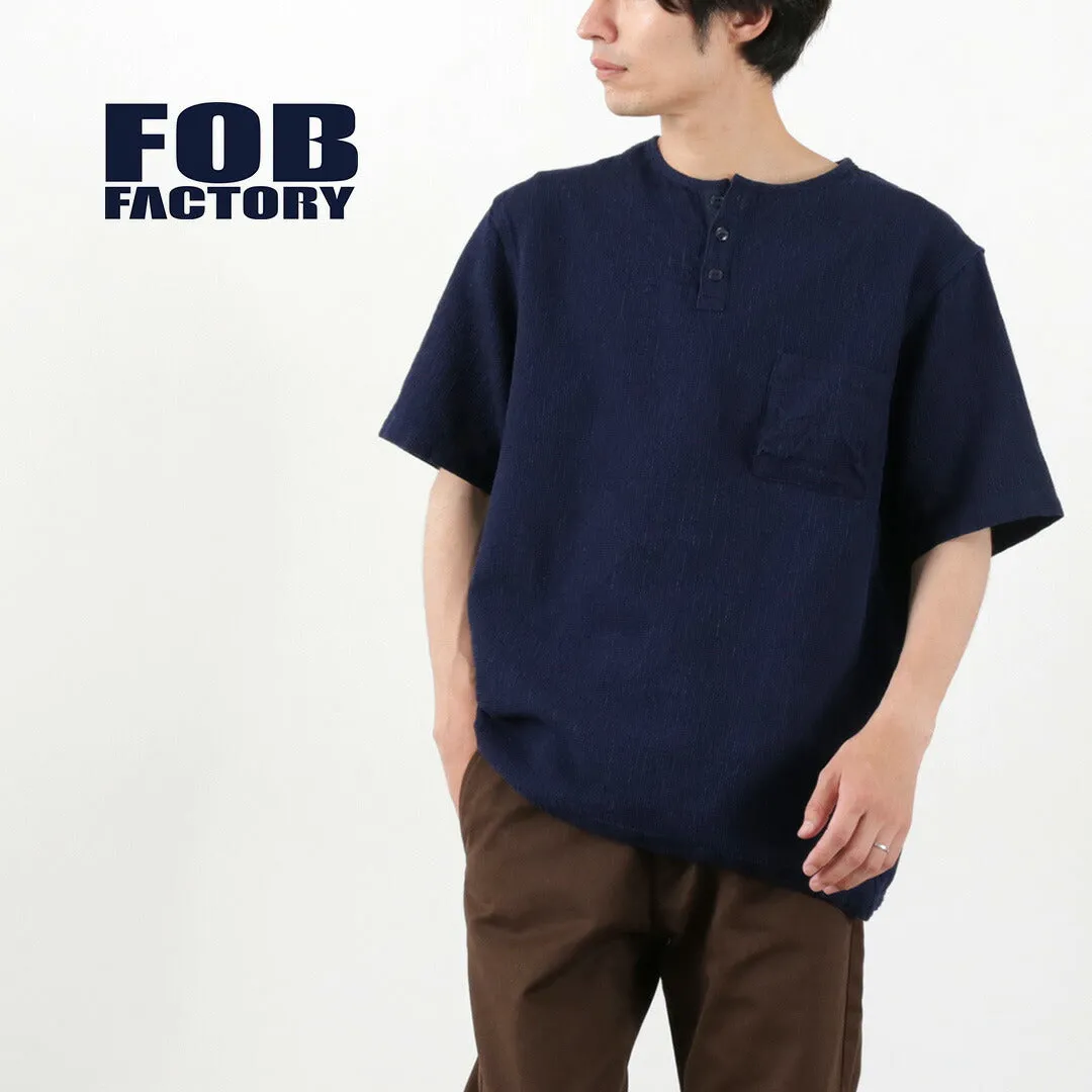 FOB FACTORY / F3493 Indigo waffle T-shirt