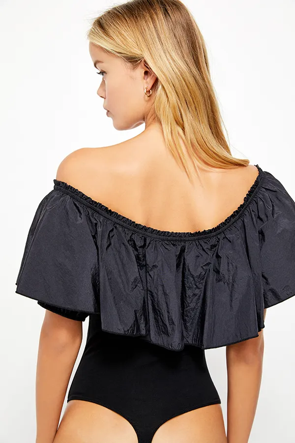 FREE PEOPLE: POOF GOES MY HEART RUFFLE BODYSUIT