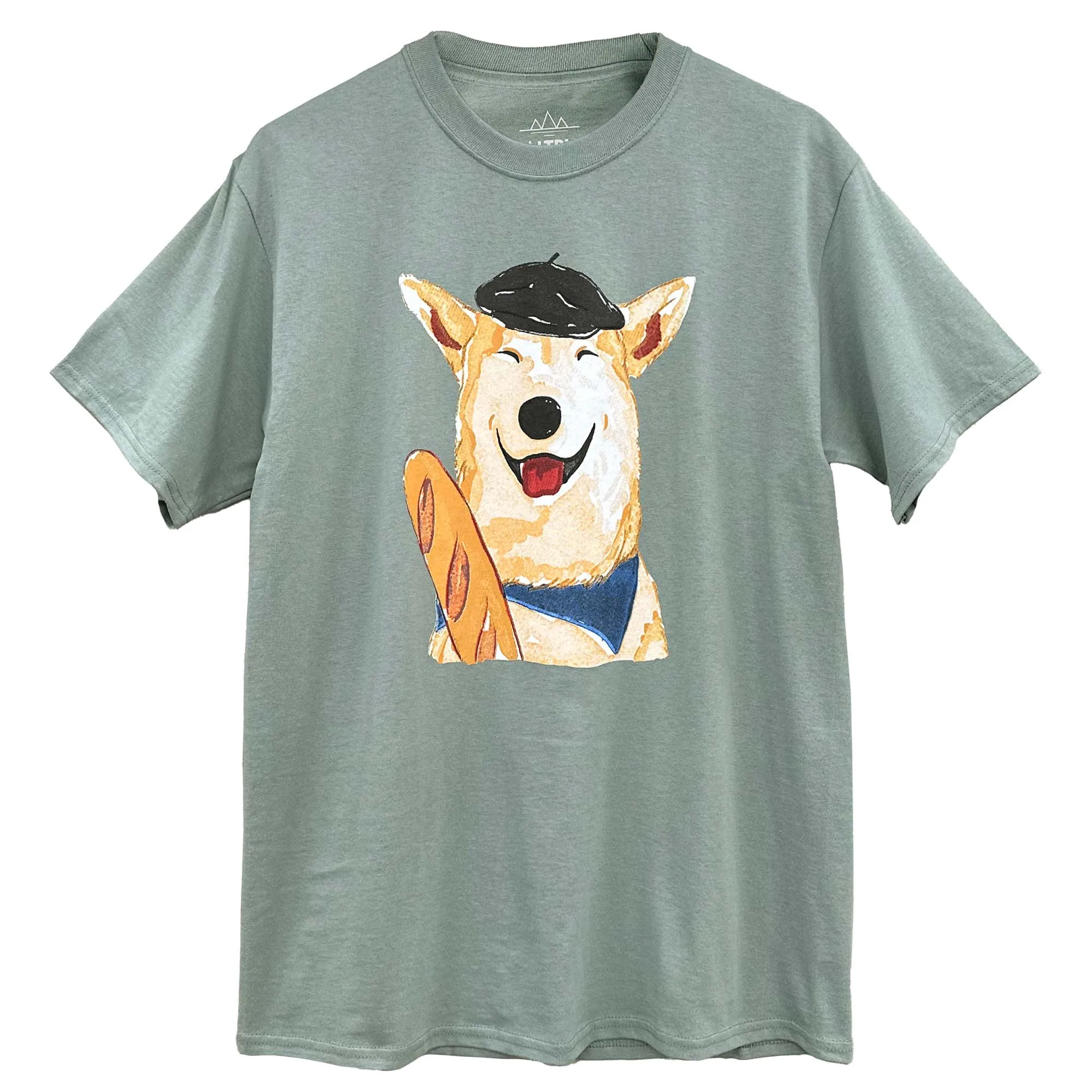 French Dog With Baguette graphic tee