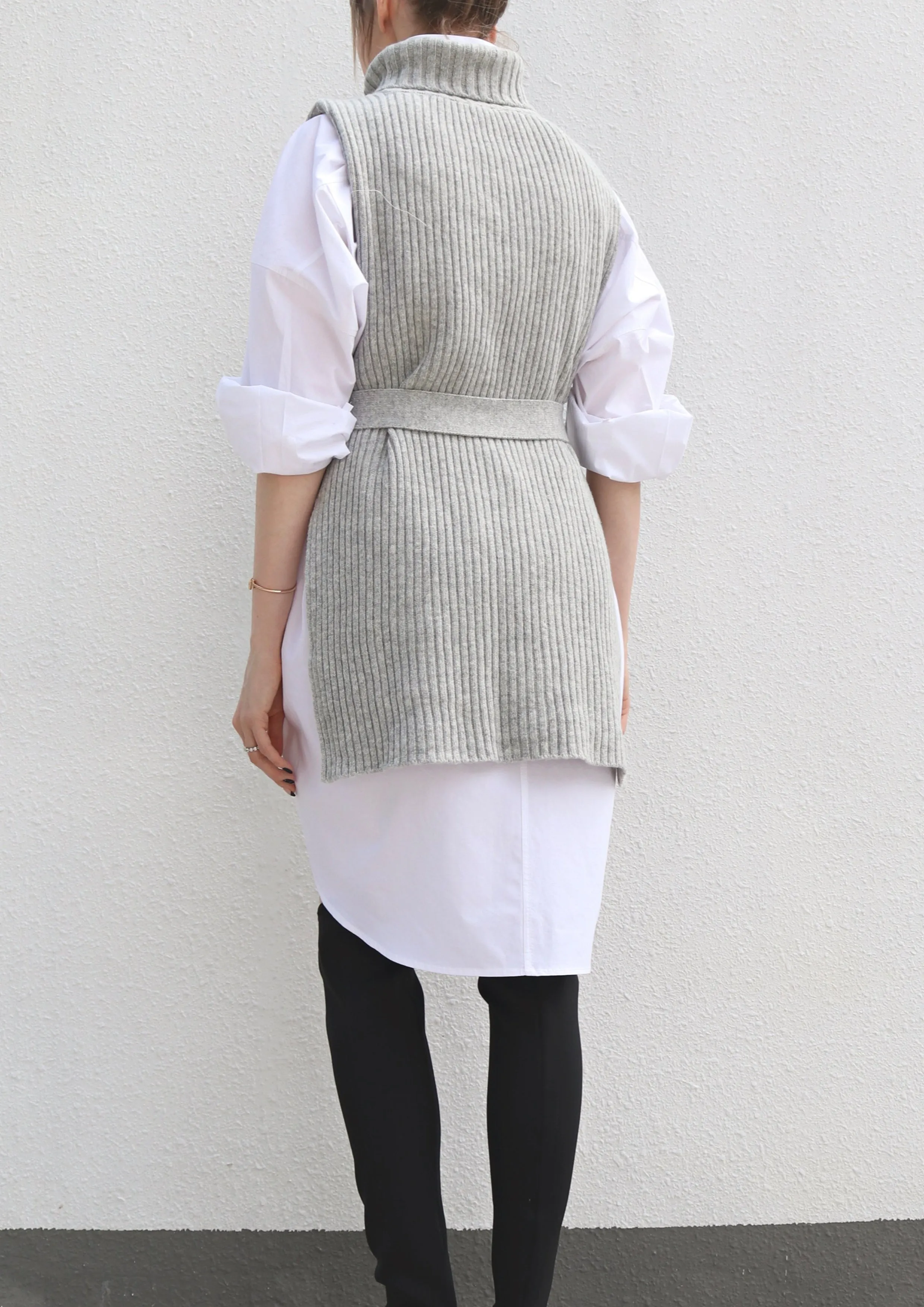 Grey Belted Sweater Vest