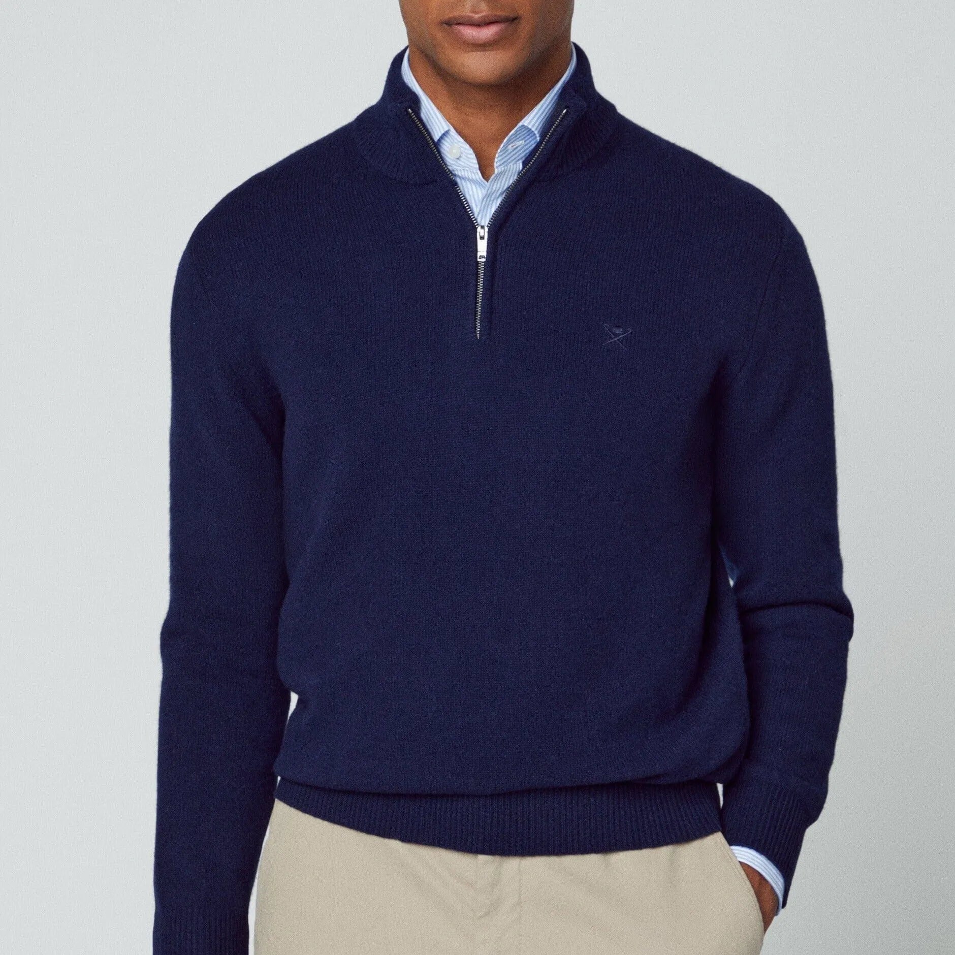 Hackett Lambswool Half-zip Sweater in Navy