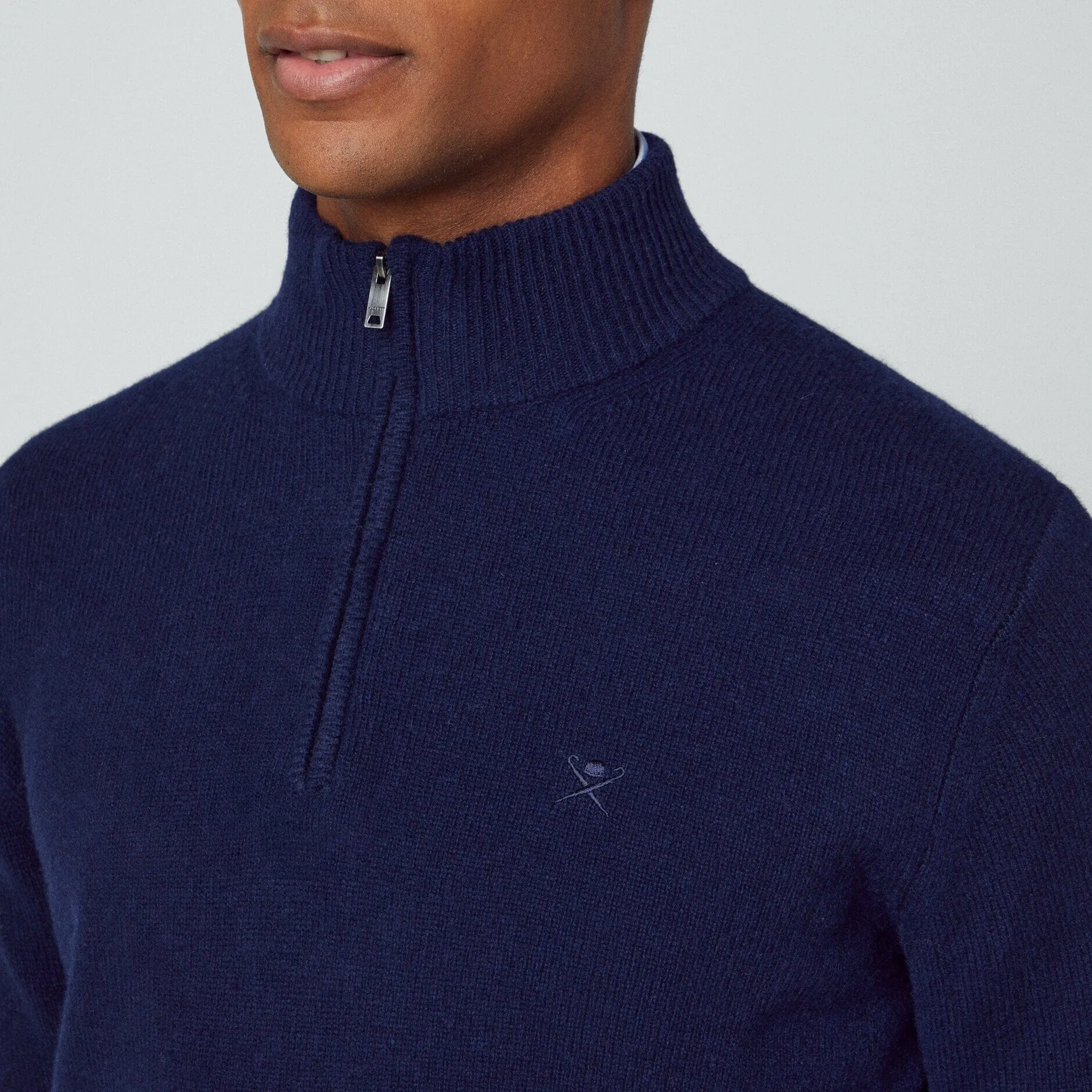 Hackett Lambswool Half-zip Sweater in Navy