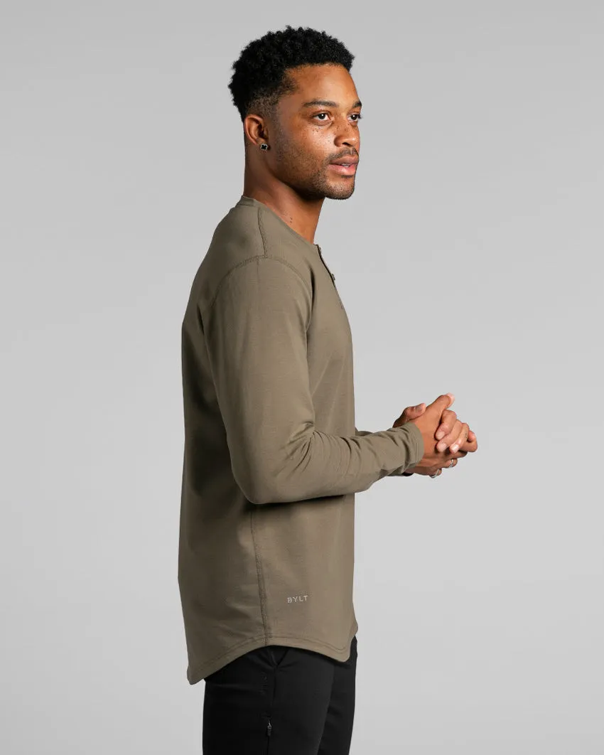 Henley Drop-Cut Long Sleeve: LUX