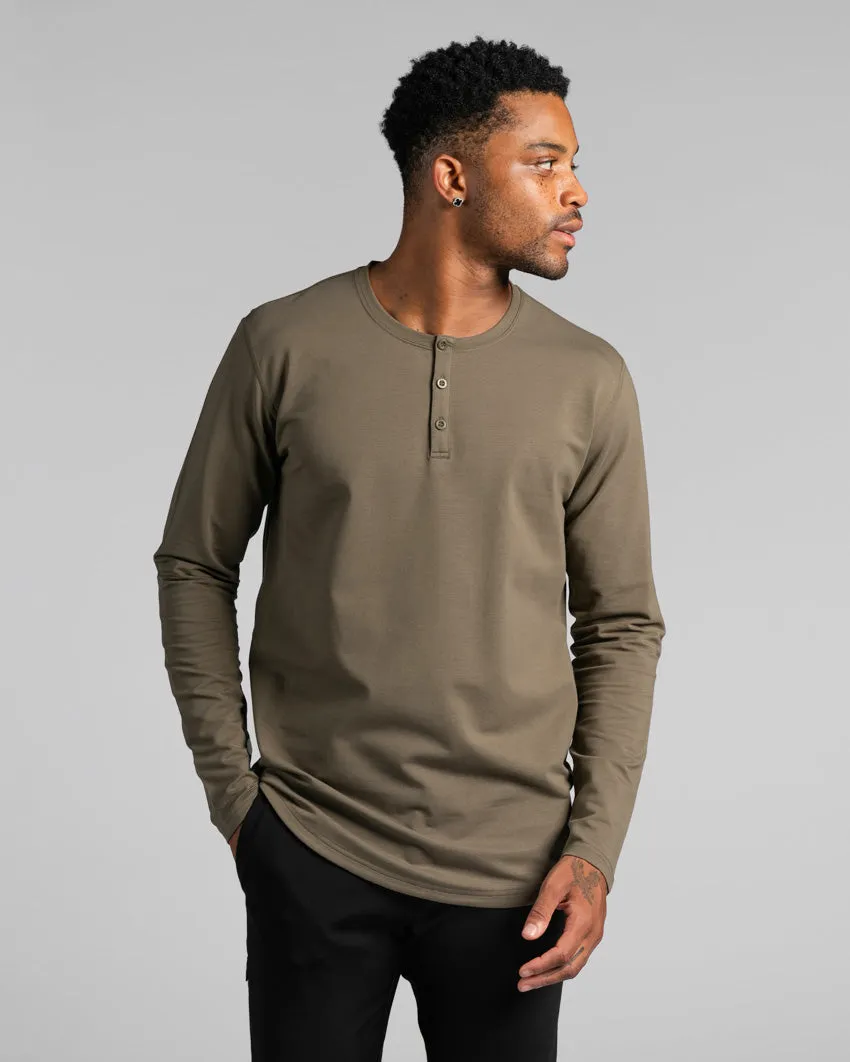 Henley Drop-Cut Long Sleeve: LUX