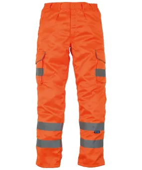 Hi-vis polycotton cargo trousers with kneepad pockets (HV018T/3M) | Orange