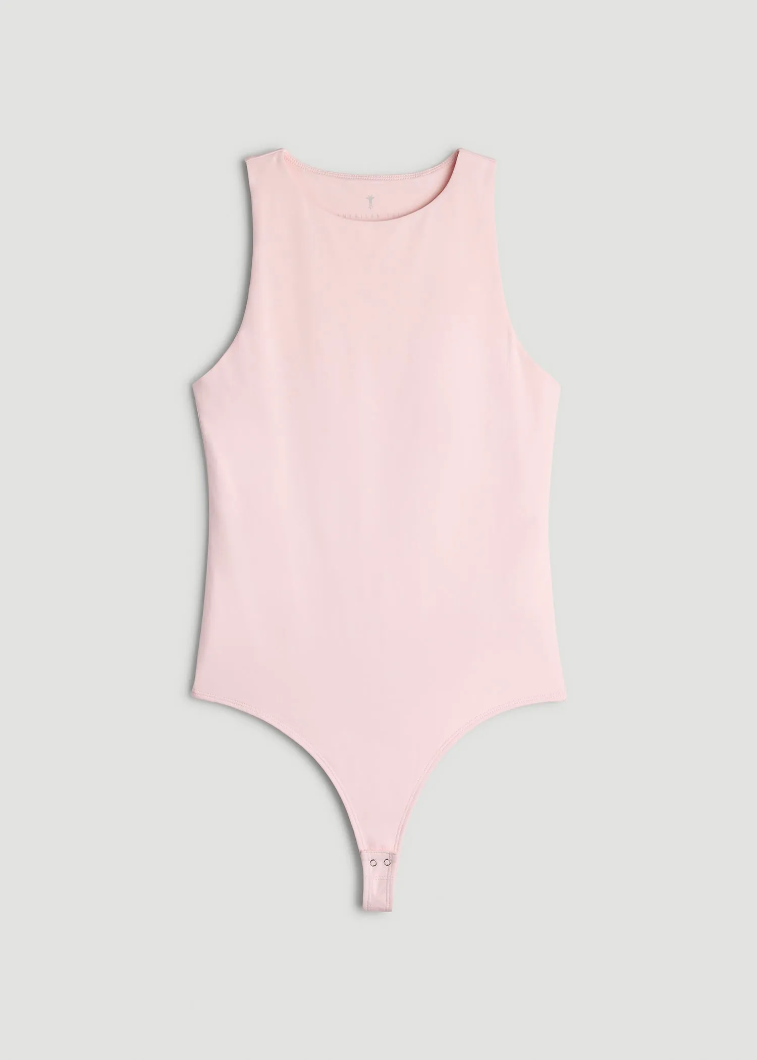 High Crewneck Sleeveless Bodysuit for Tall Women in Barely Pink