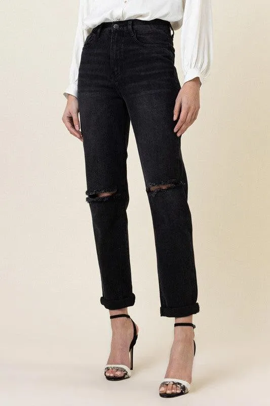 High Waisted Boyfriend Jeans Vintage Black