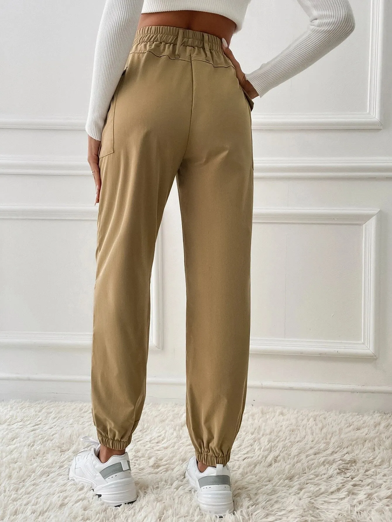 High Waisted Cargo Pants With Pouch Pockets