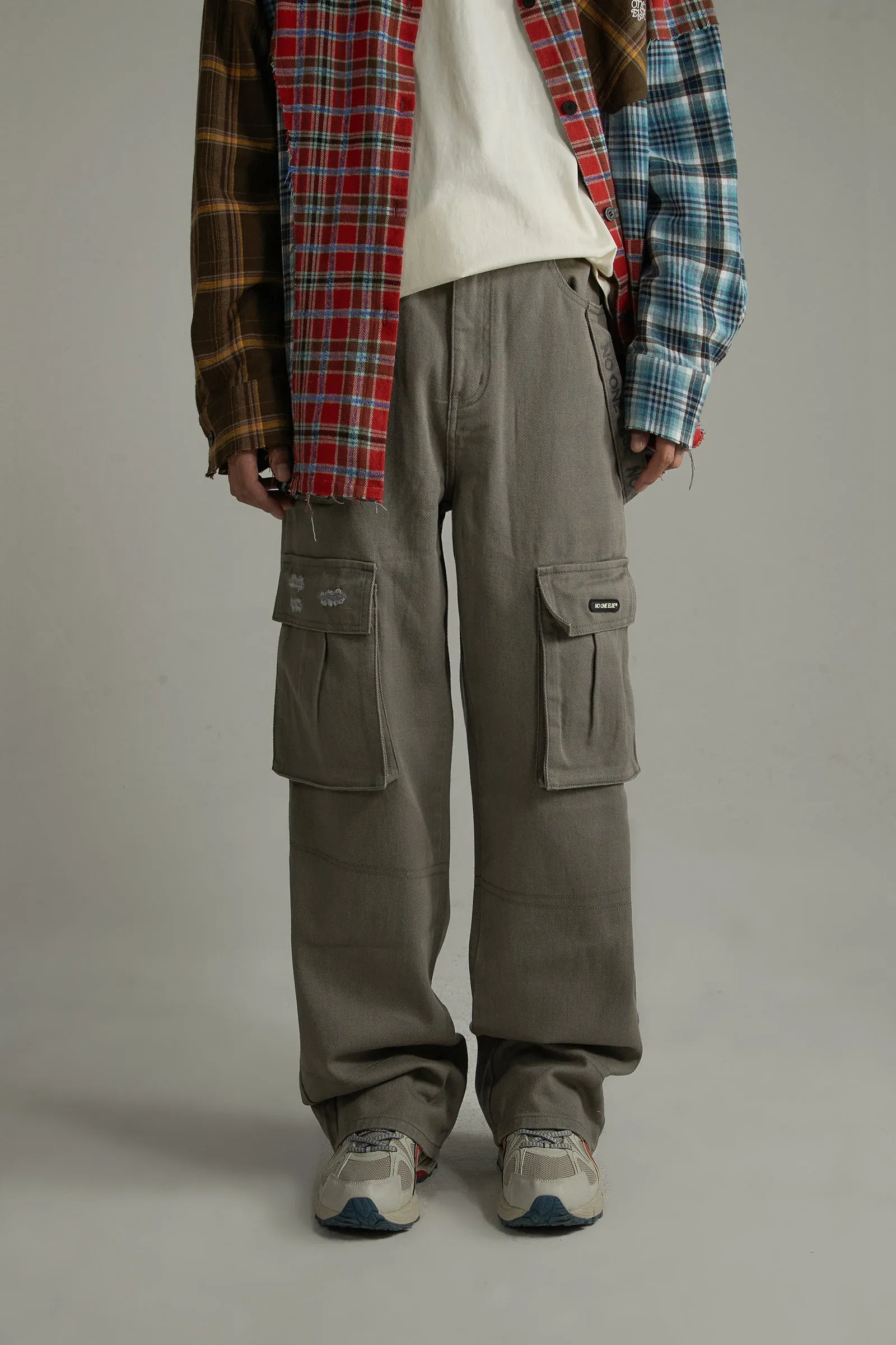 High-Waisted Cargo Straight Pants