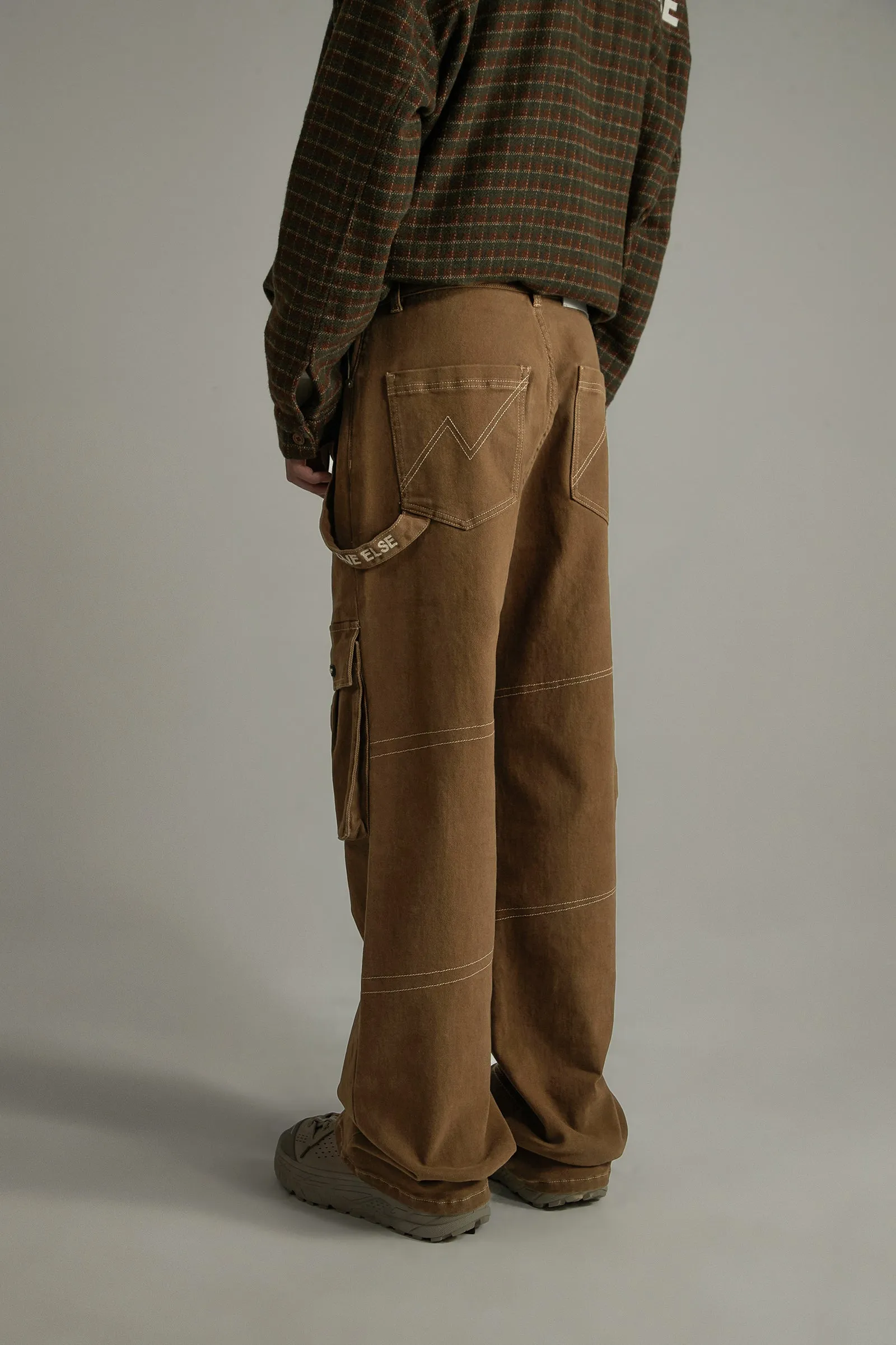 High-Waisted Cargo Straight Pants