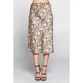 If Looks Could Kill Satin Snake Print Midi Skirt