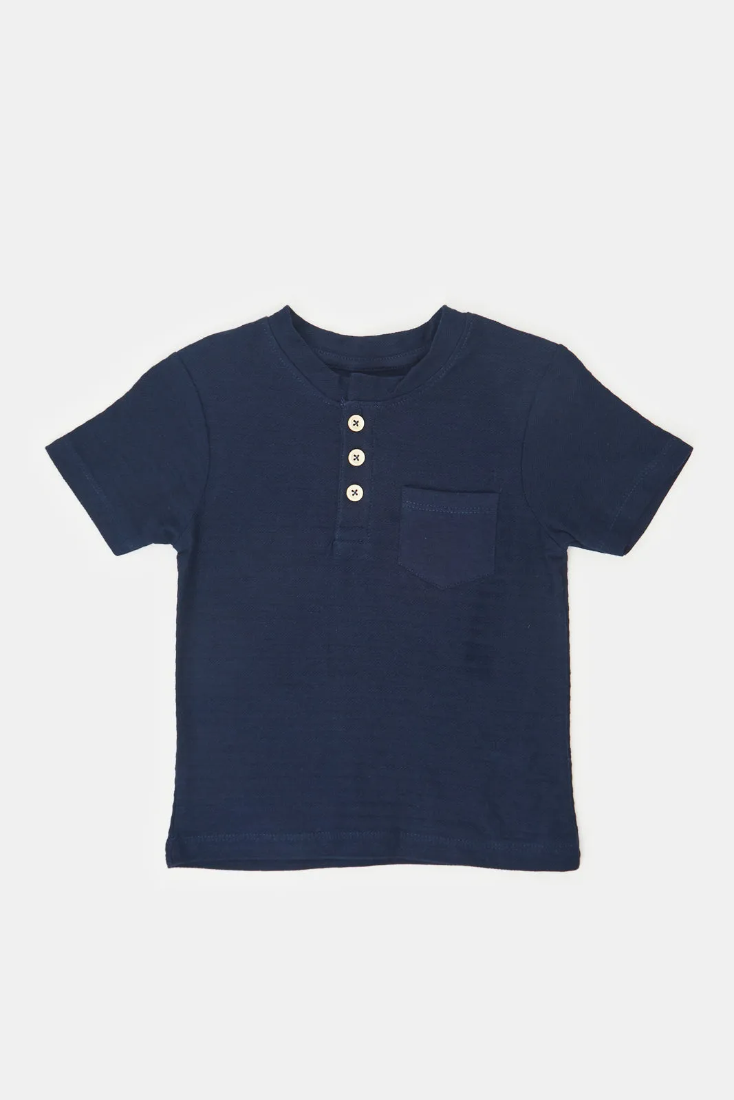 Infant Boys Navy Jacquard T-Shirt