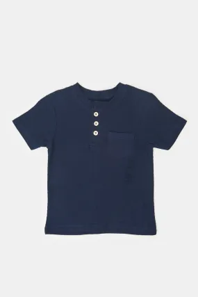 Infant Boys Navy Jacquard T-Shirt