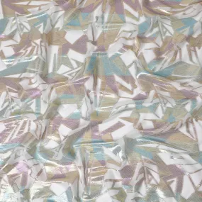 Iridescent Geometric Pattern Silk Chiffon Fabric, 140cm - Contemporary South Korean Textile Art-D17789