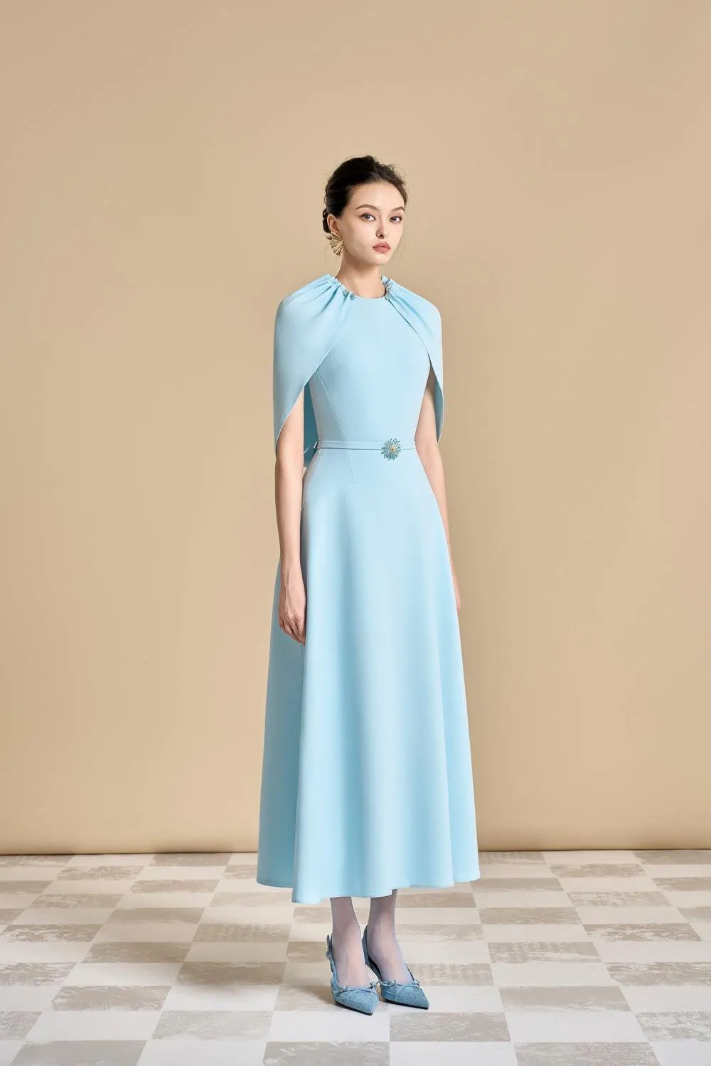 Irissy A-line Round Neck Polyester Ankle Length Dress