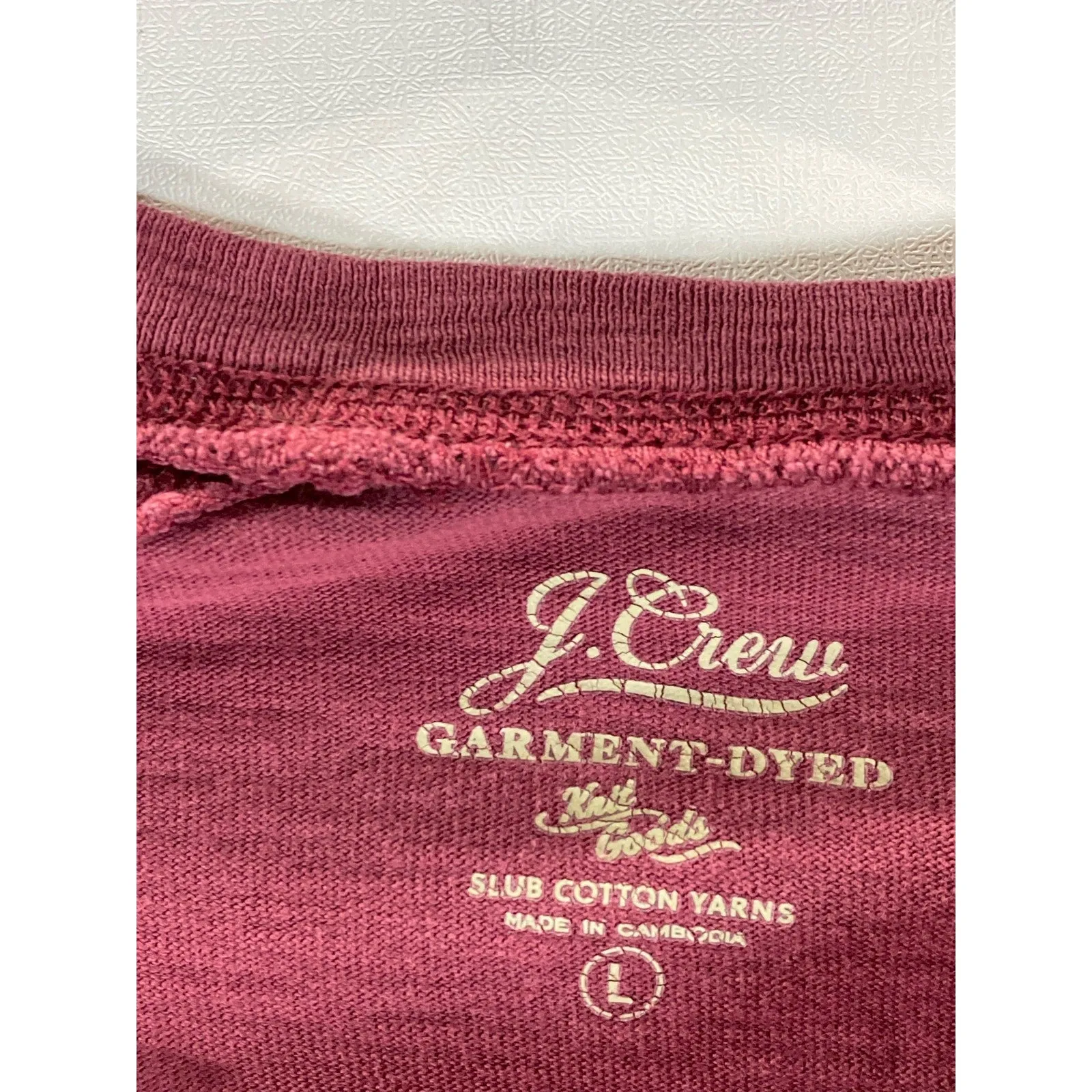 J. CREW Men’s Burgundy Garment-Dyed Slub Cotton Henley Long Sleeve Shirt SZ L