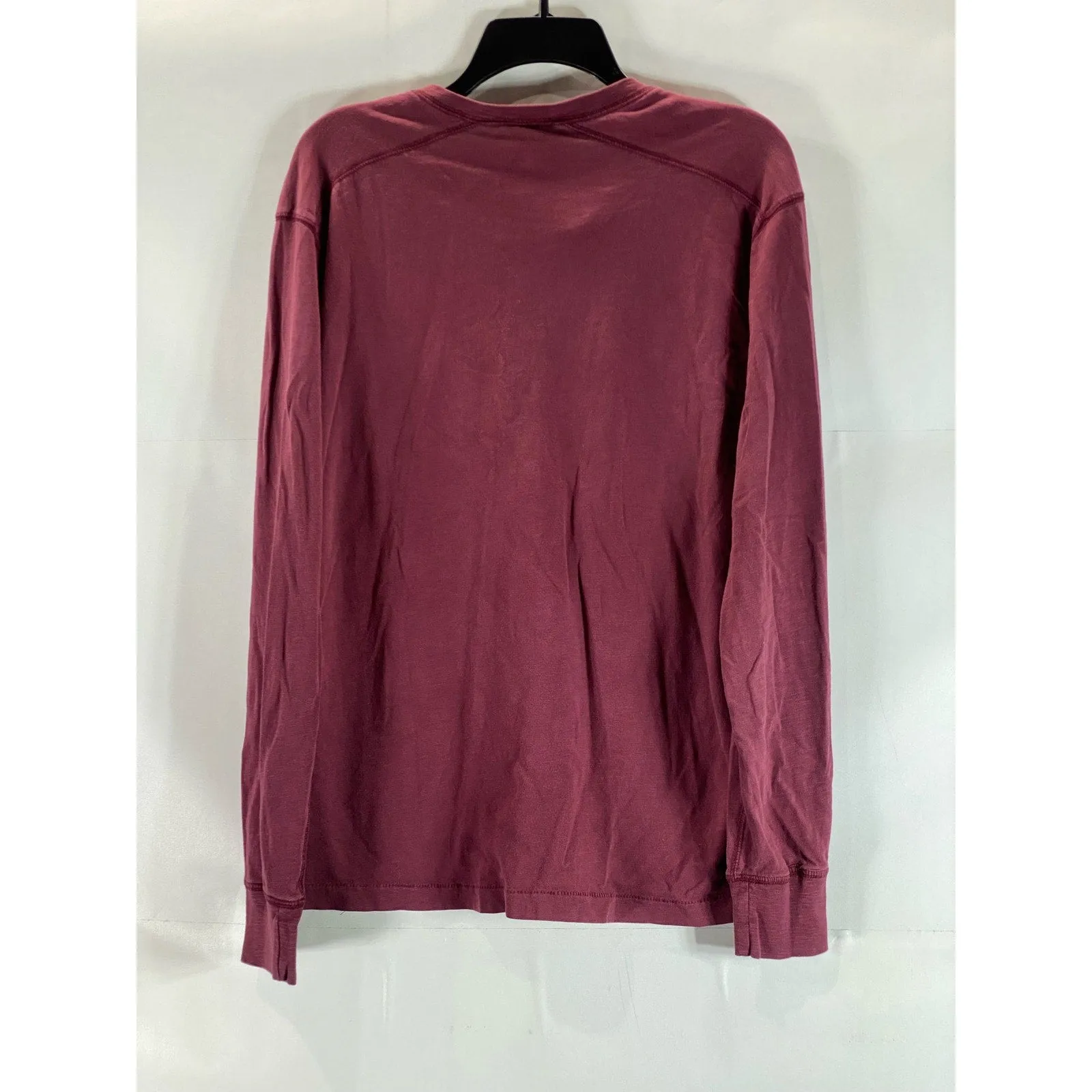 J. CREW Men’s Burgundy Garment-Dyed Slub Cotton Henley Long Sleeve Shirt SZ L