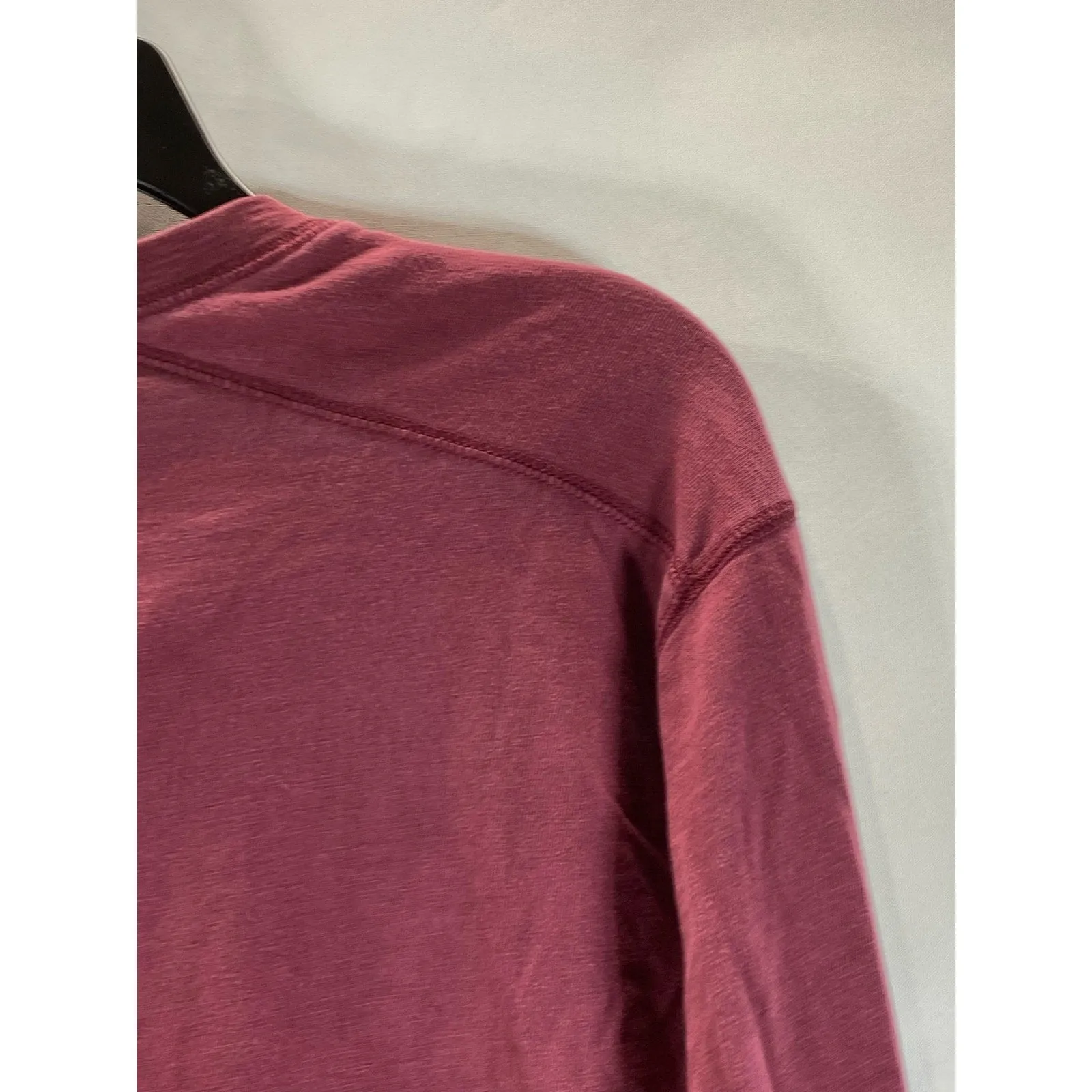 J. CREW Men’s Burgundy Garment-Dyed Slub Cotton Henley Long Sleeve Shirt SZ L