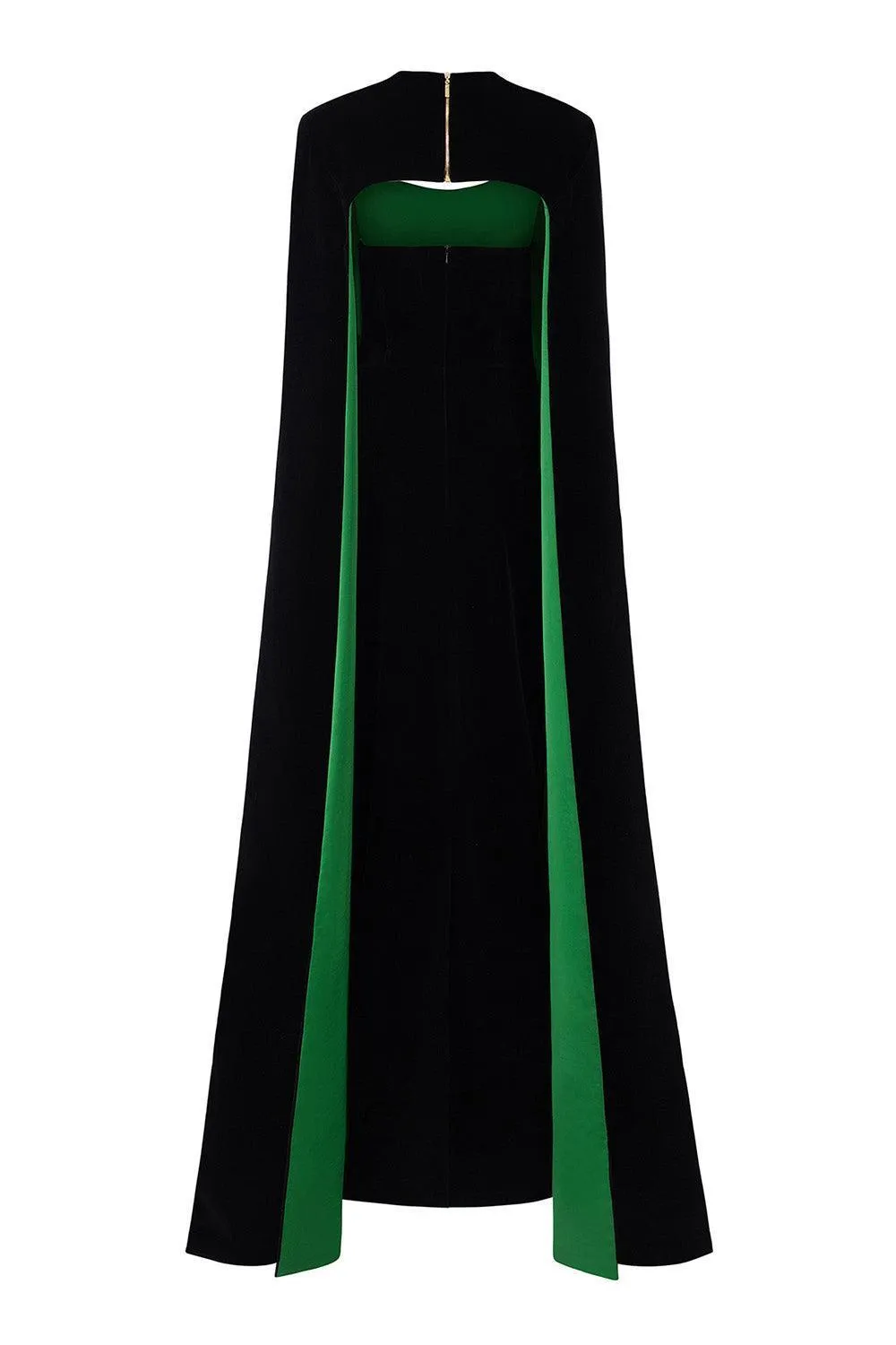 Kallie Sheath Cape Sleeved Velvet Floor Length Dress