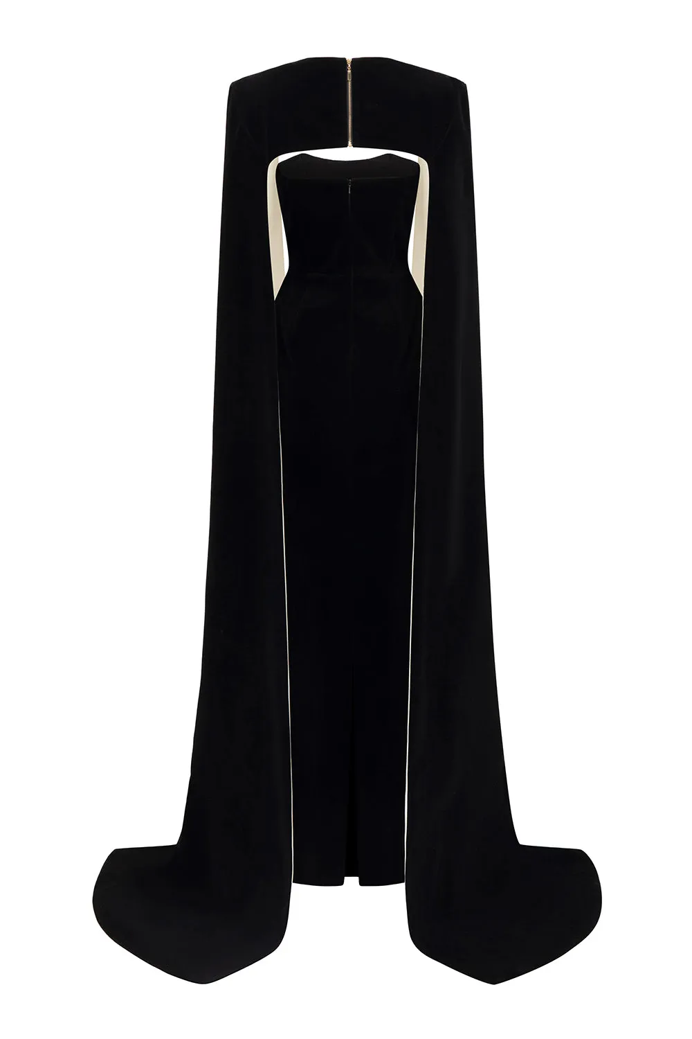 Kallie Sheath Cape Sleeved Velvet Floor Length Dress