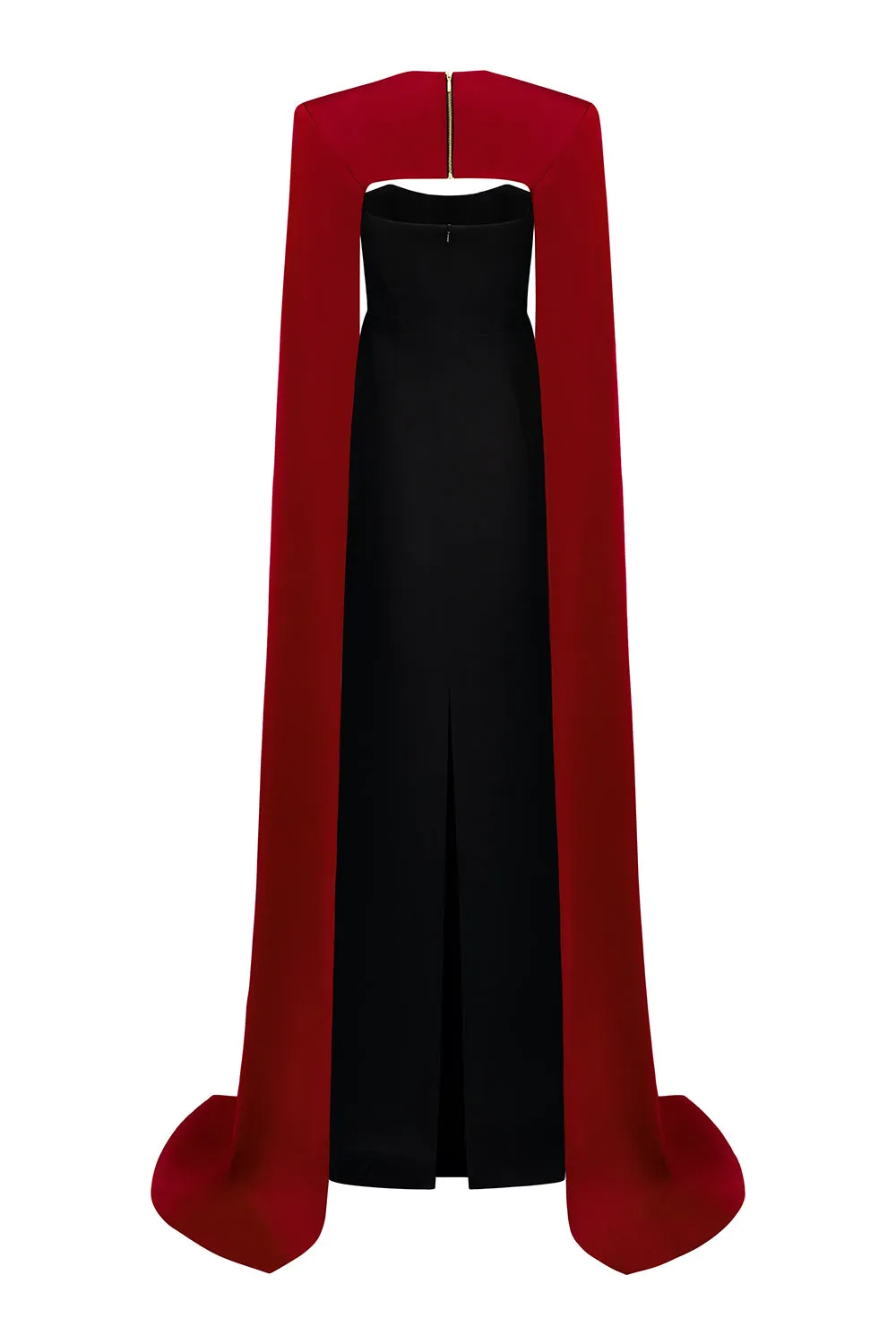 Kallie Sheath Cape Sleeved Velvet Floor Length Dress