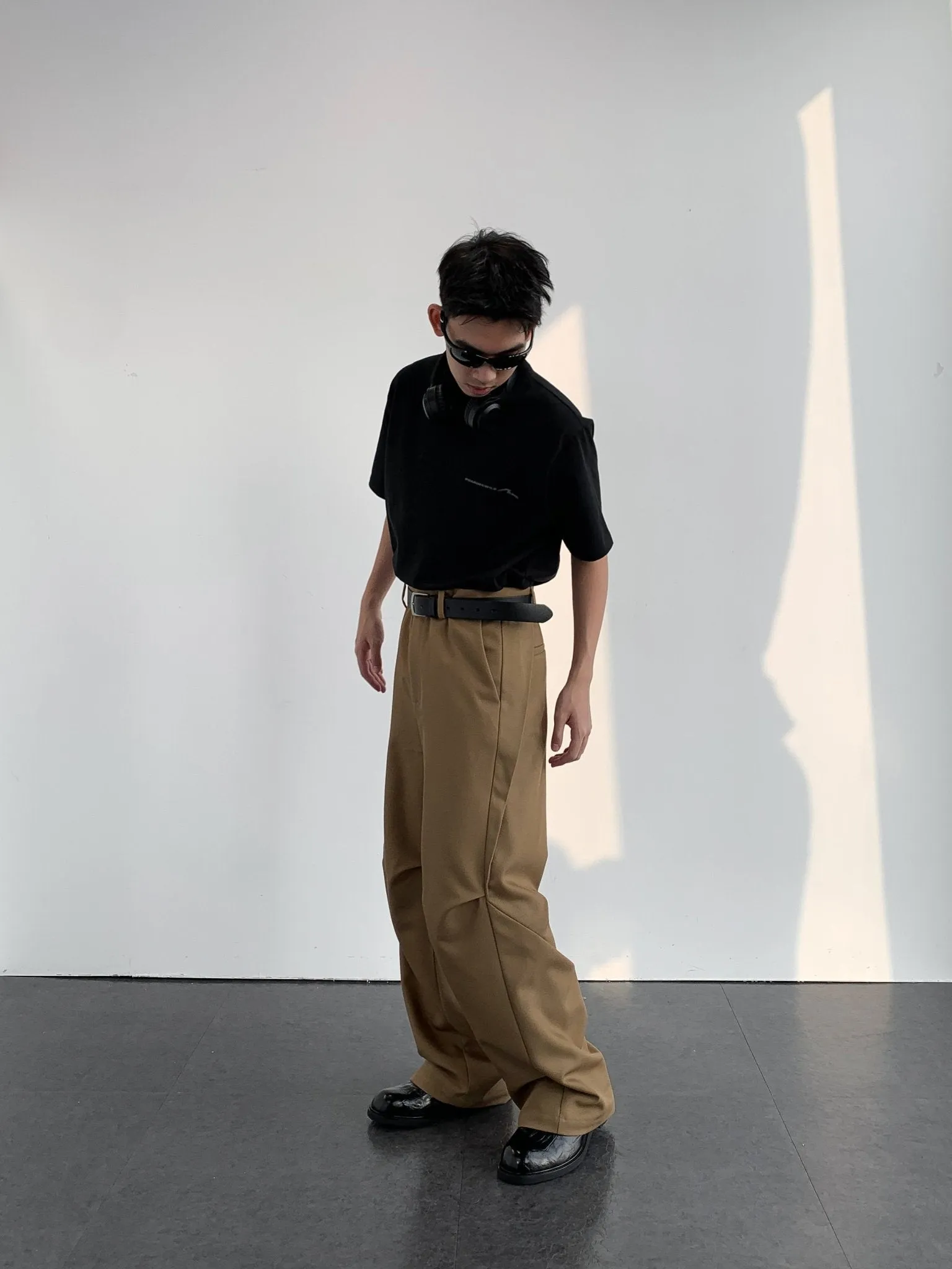 Khaki Front Leaning Structured Pants