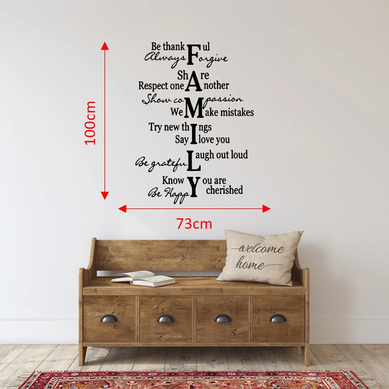 Large Vinyl Wall Art Sticker Quote: F.A.M.I.L.Y