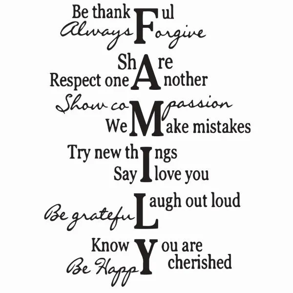 Large Vinyl Wall Art Sticker Quote: F.A.M.I.L.Y