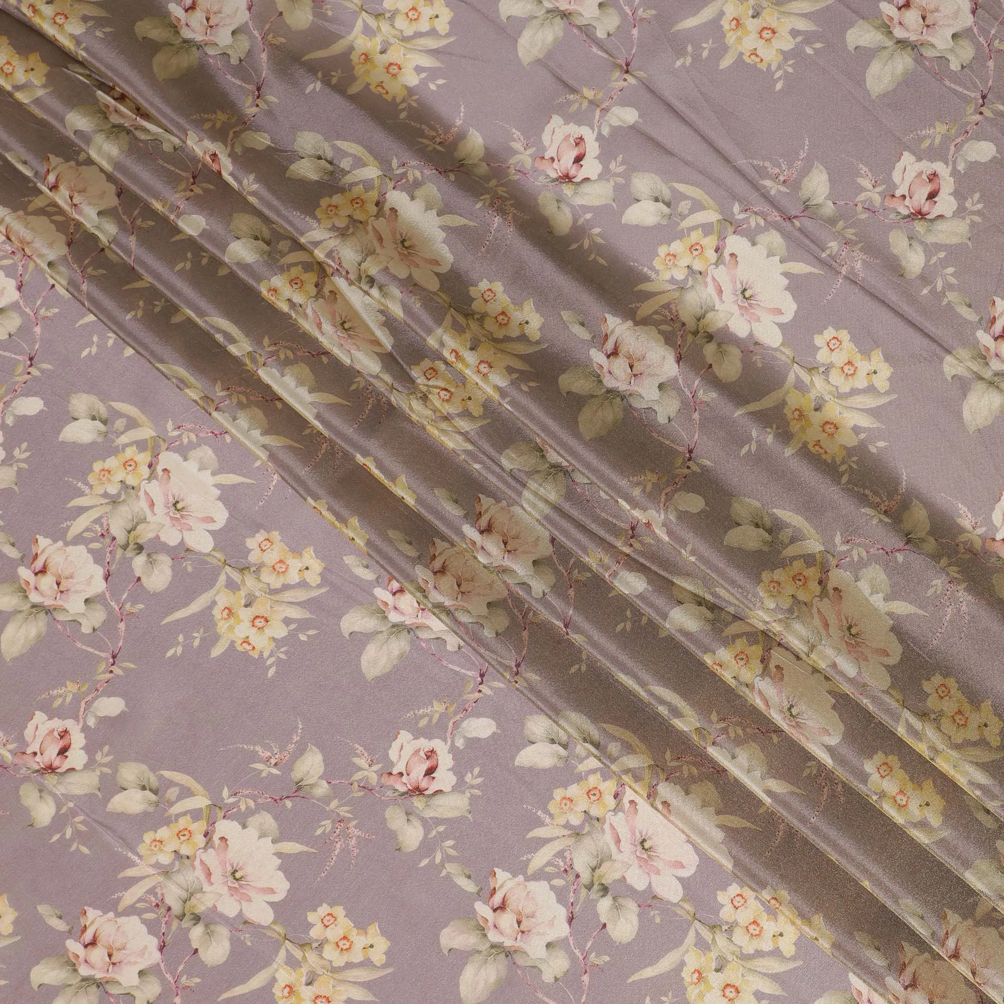 Lavender Blush Organza Fabric - Enchanted Floral Whisper, 110cm Width, Sheer Poetic Drapery-D18951