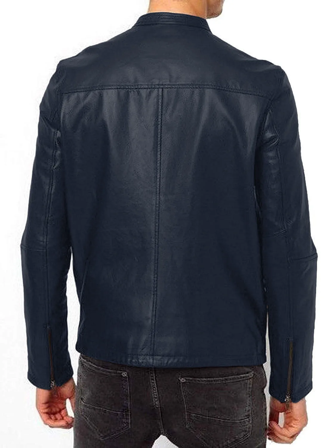 Leather Jackets Hub Mens Genuine Lambskin Leather Jacket (Black, Classic Jacket) - 1501227