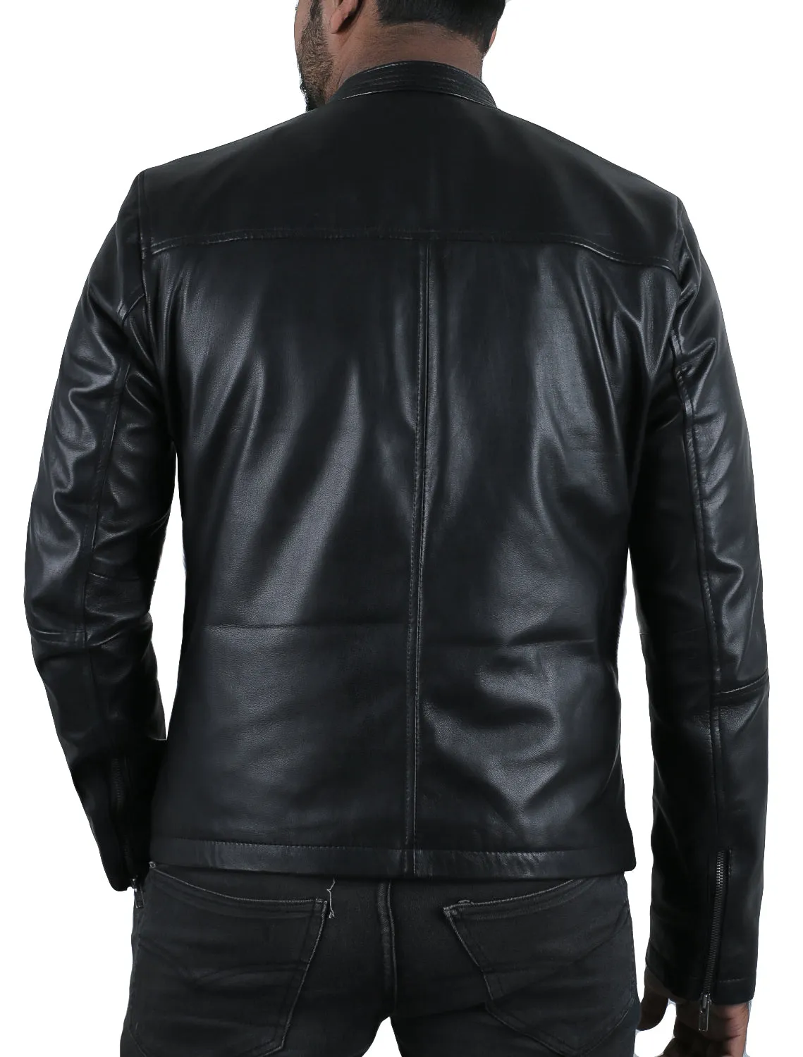 Leather Jackets Hub Mens Genuine Lambskin Leather Jacket (Black, Classic Jacket) - 1501227