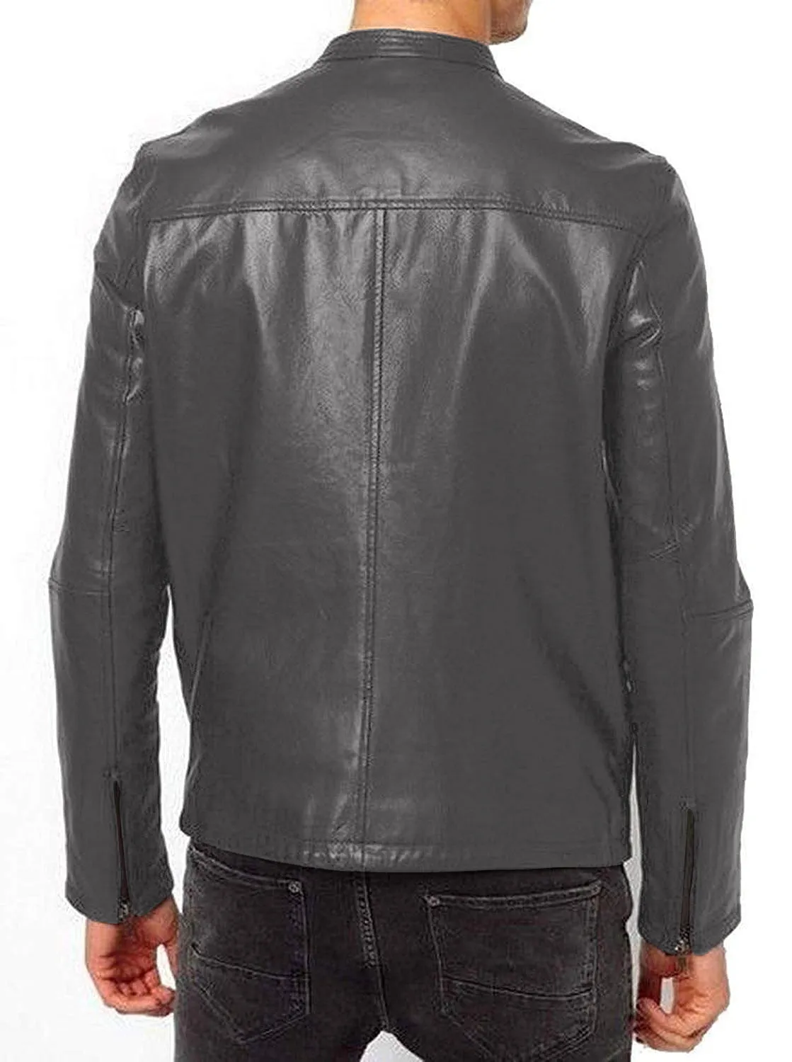 Leather Jackets Hub Mens Genuine Lambskin Leather Jacket (Black, Classic Jacket) - 1501227