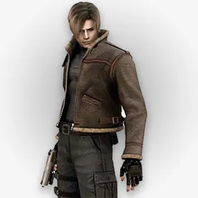 Leon Scott Kennedy Shearling Leather Jacket