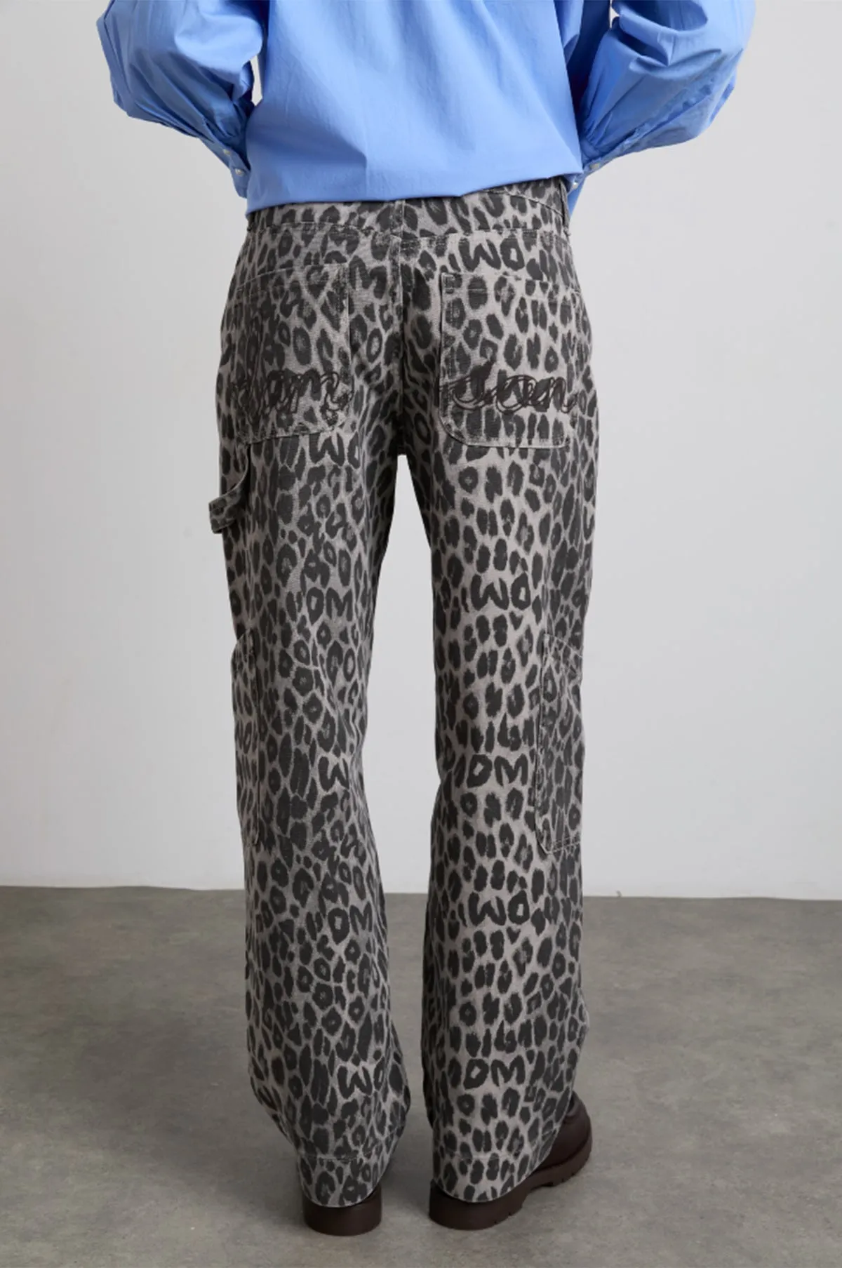 Leopard Drew Cargos Charcoal