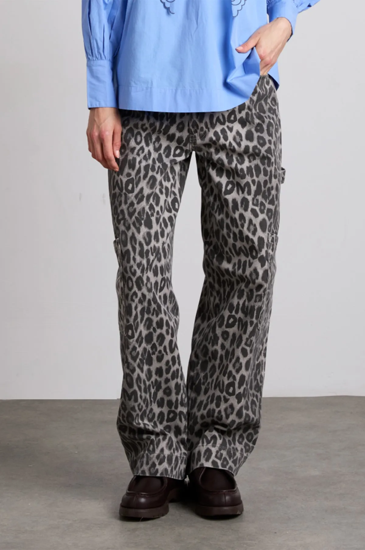 Leopard Drew Cargos Charcoal