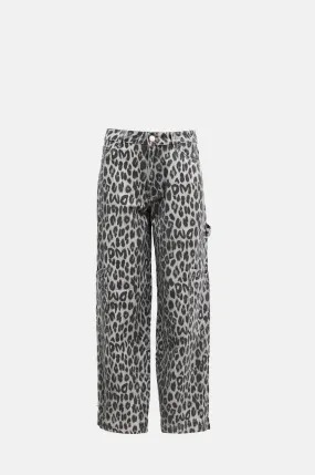 Leopard Drew Cargos Charcoal