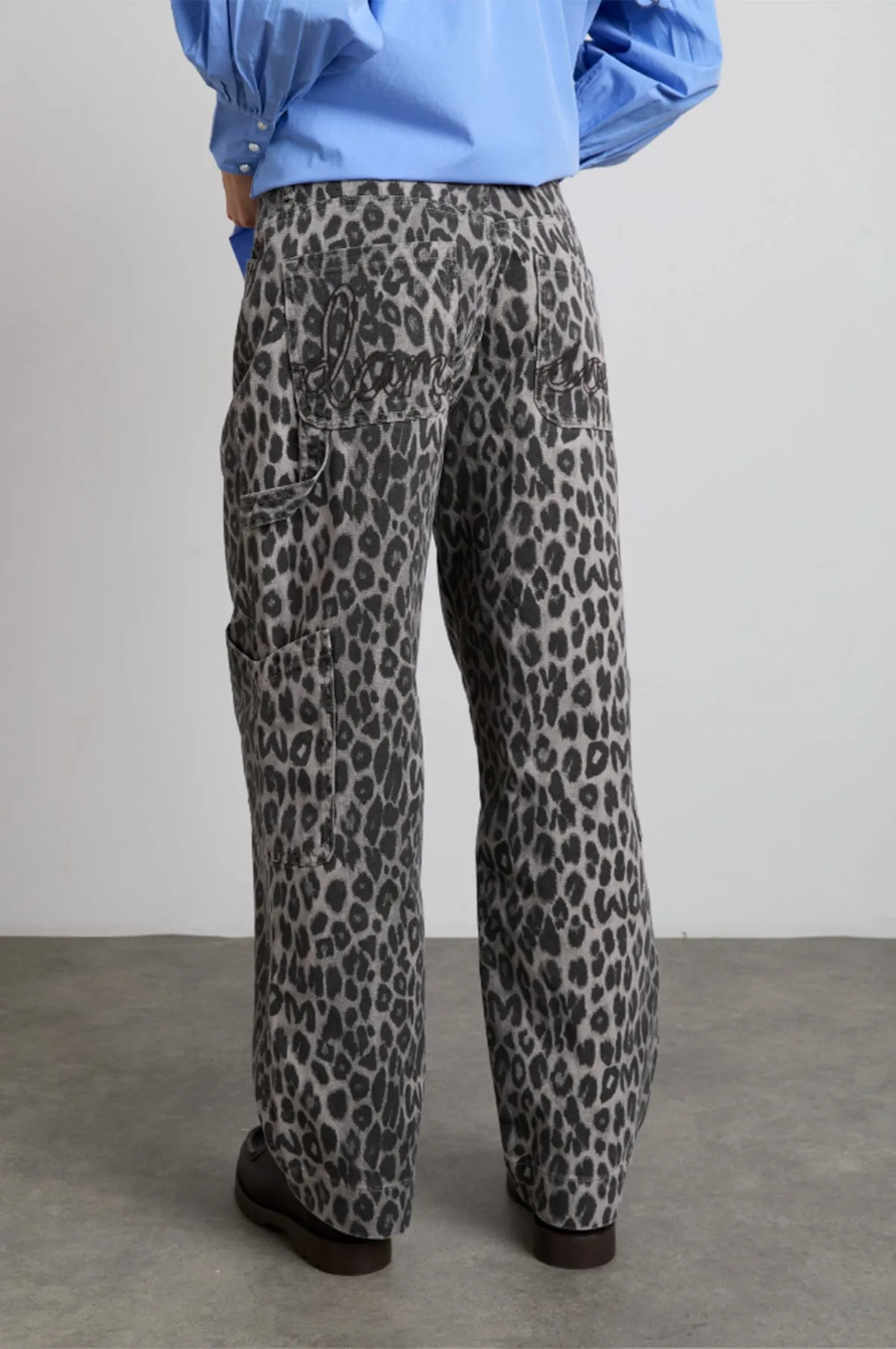 Leopard Drew Cargos Charcoal