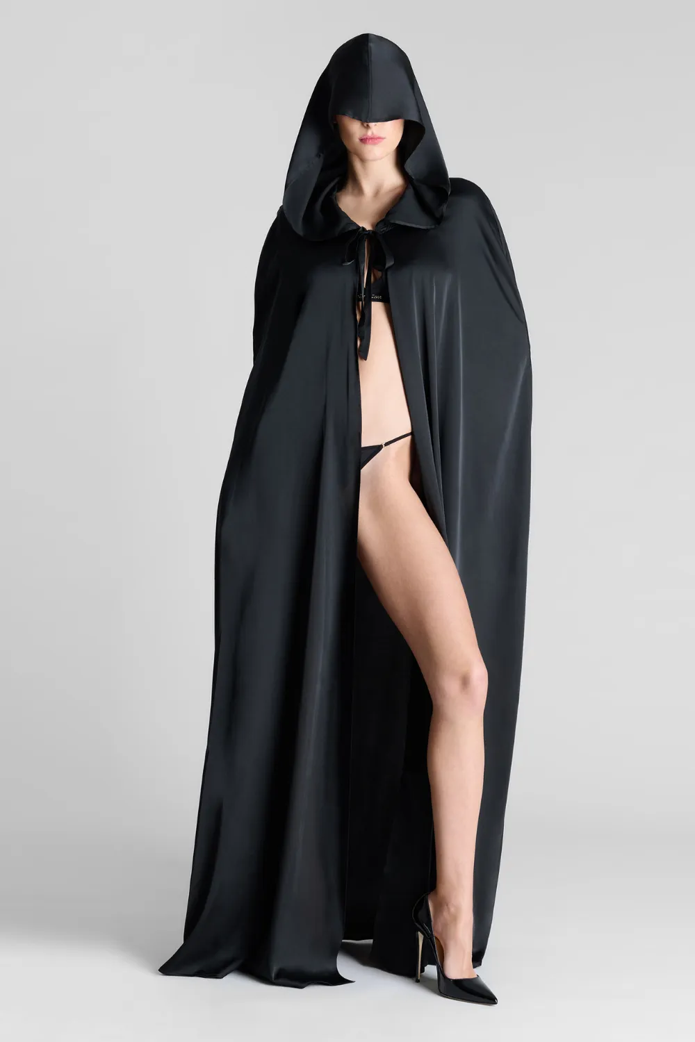 Les Fétiches Long Satin Hooded Cape