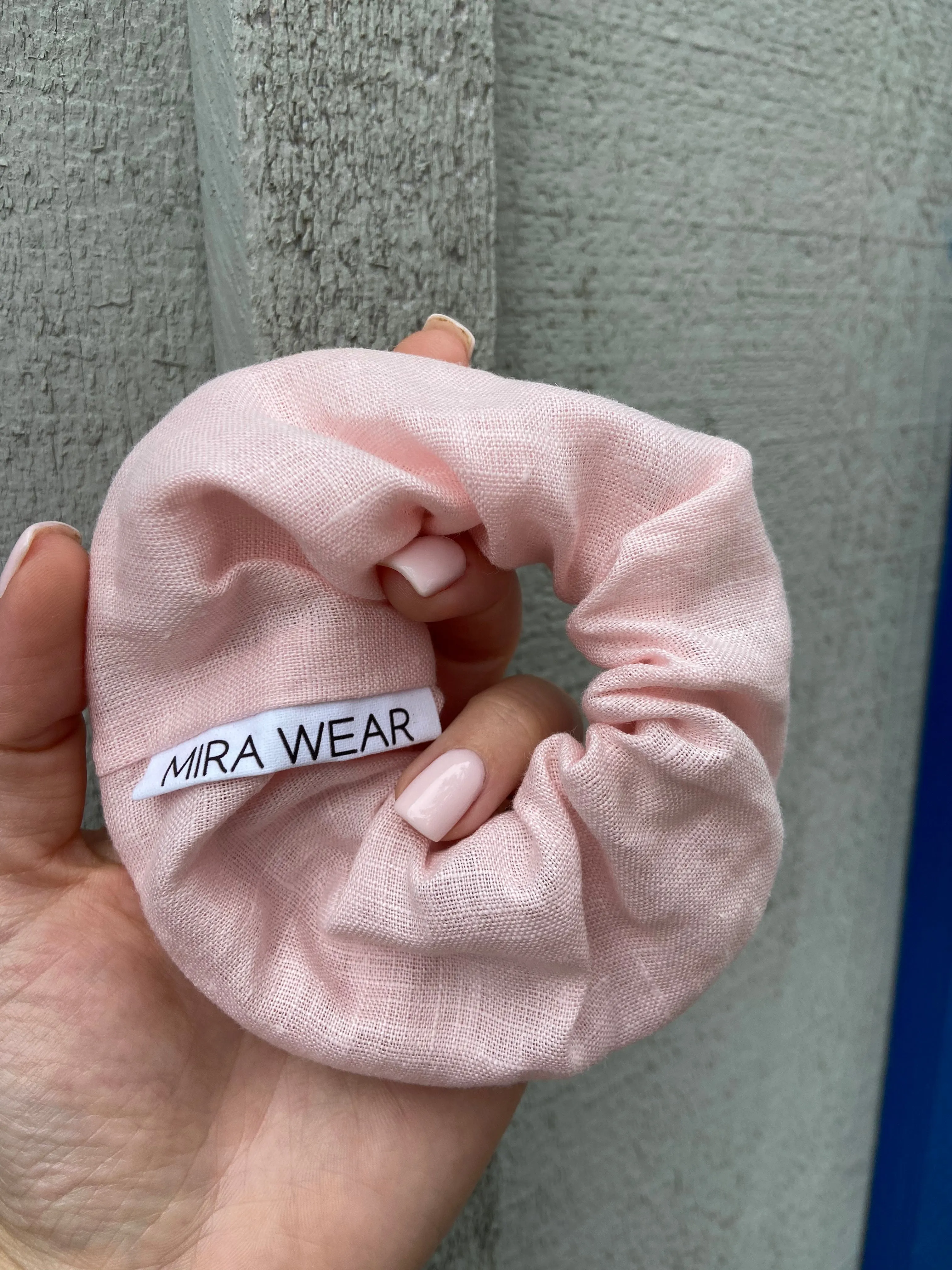 Light Pink Linen Branded Scrunchie