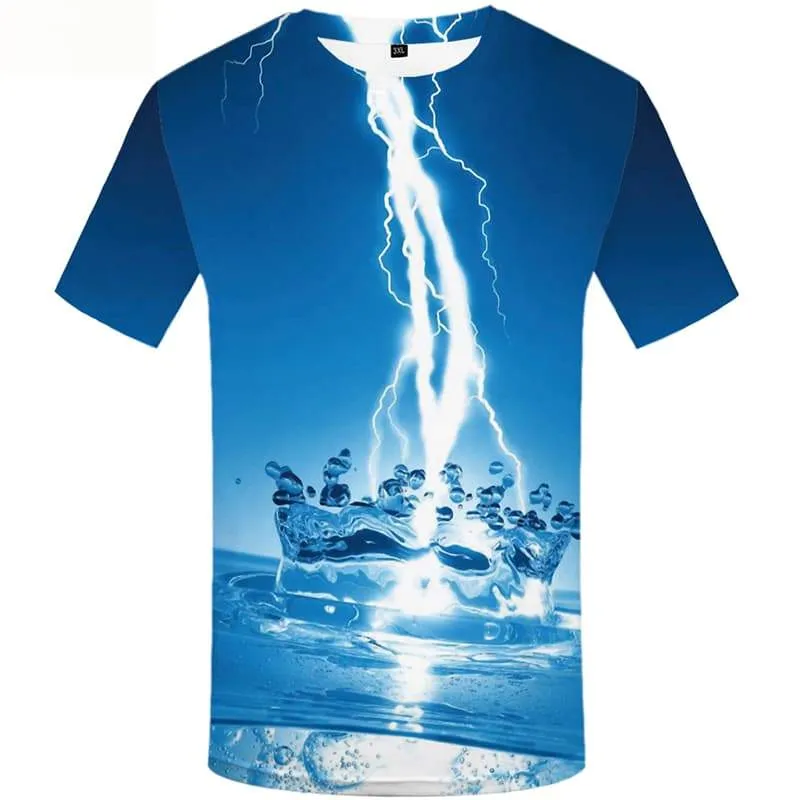 Lightning T shirts Men Water Tshirt Printed Space T-shirts 3d Short Sleeve