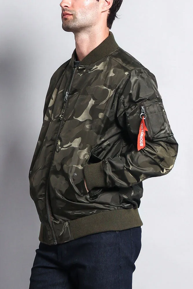 Lightweight Tonal Camo Bomber Flight Jacket