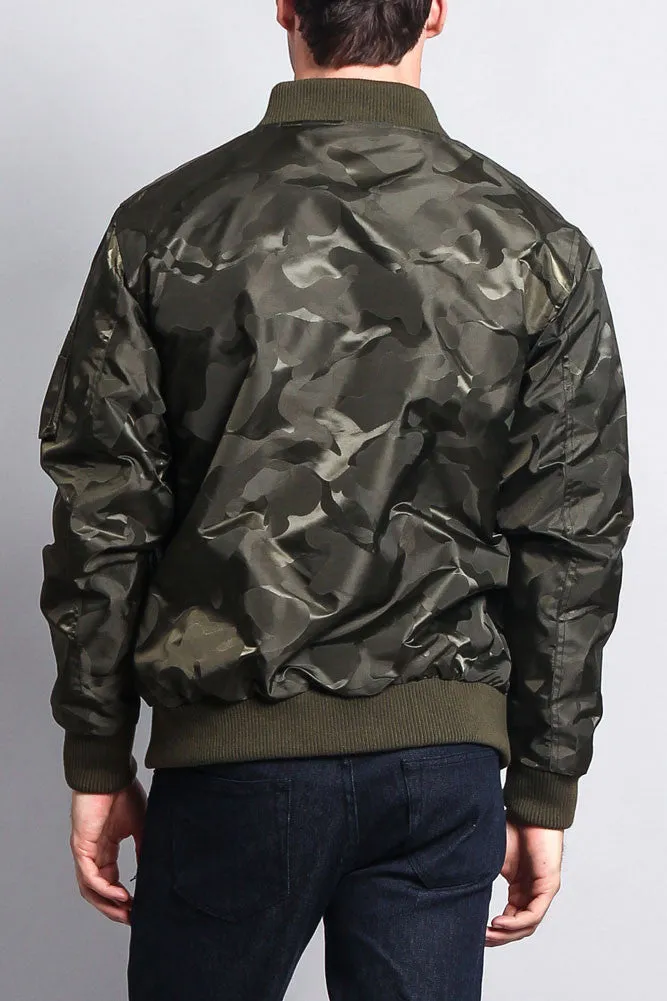 Lightweight Tonal Camo Bomber Flight Jacket