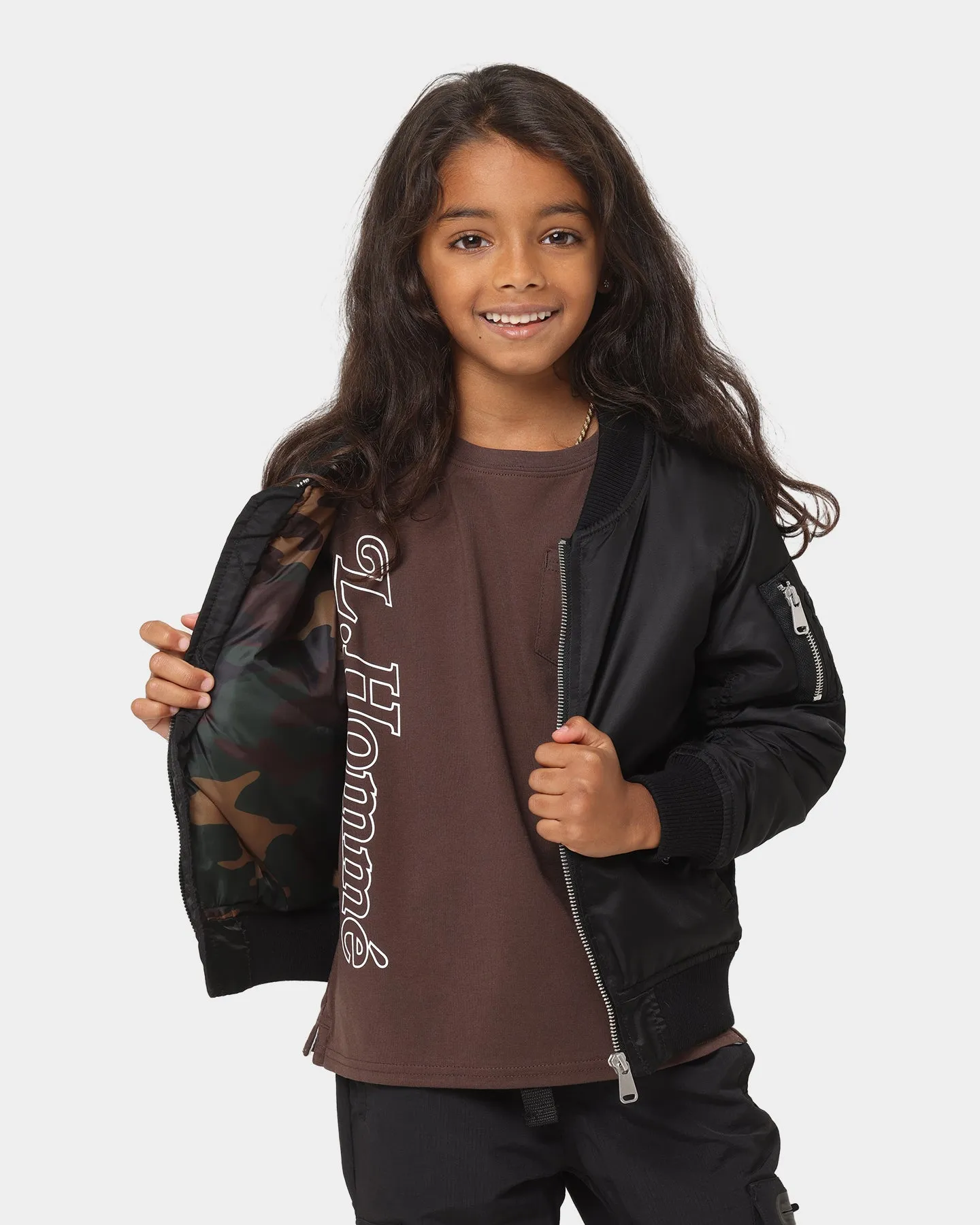 Lil Homme Kid's C-47 Bomber Jacket Black