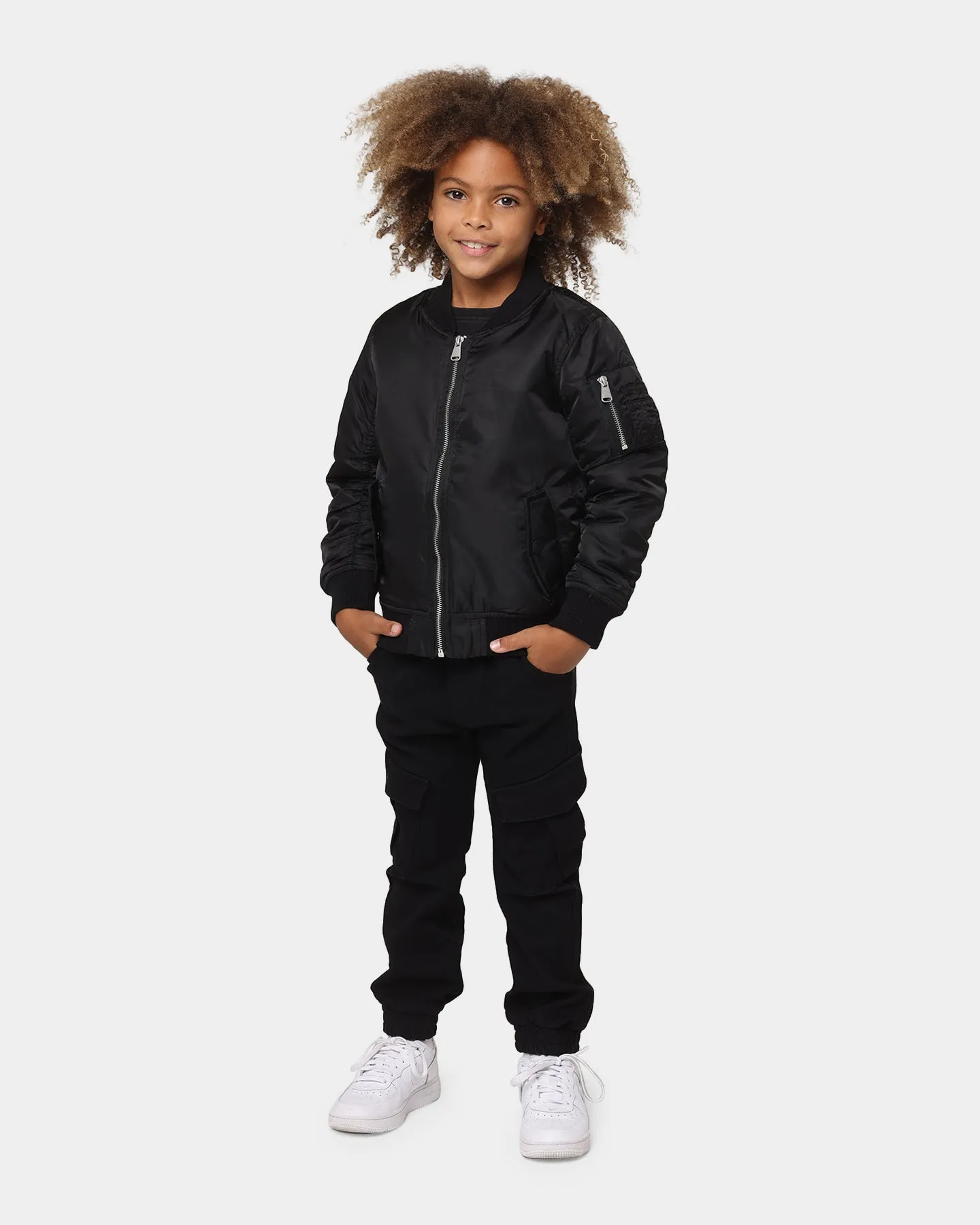 Lil Homme Kid's C-47 Bomber Jacket Black