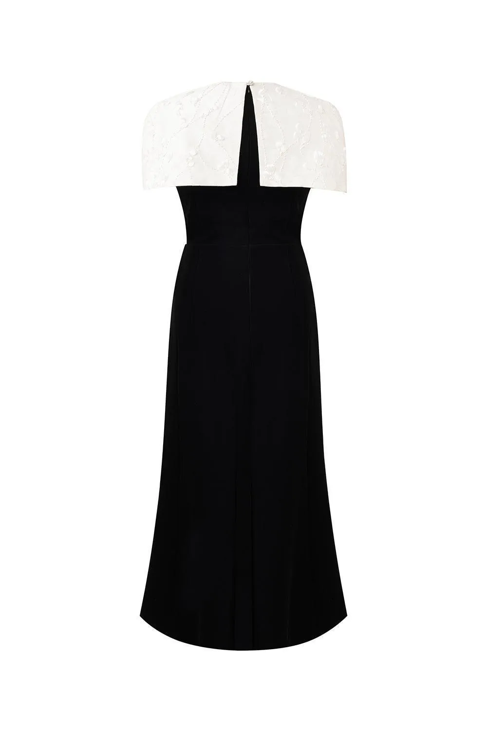 Lisa Trumpet Cape Shoulder Polycotton Midi Dress